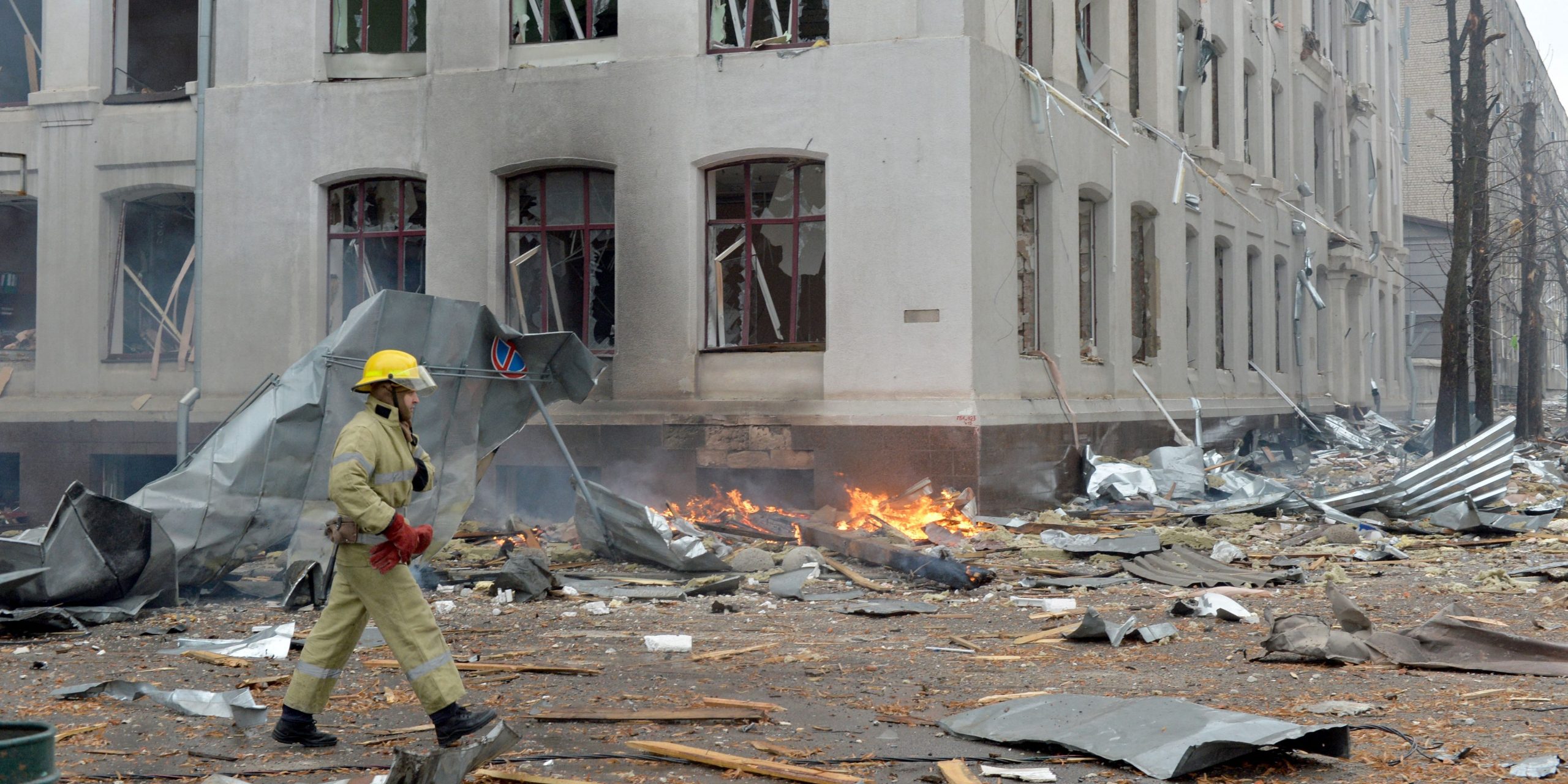 Damaged building in Kharkiv