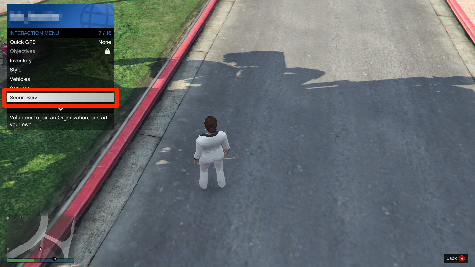 The Interaction Menu in Grand Theft Auto Online.