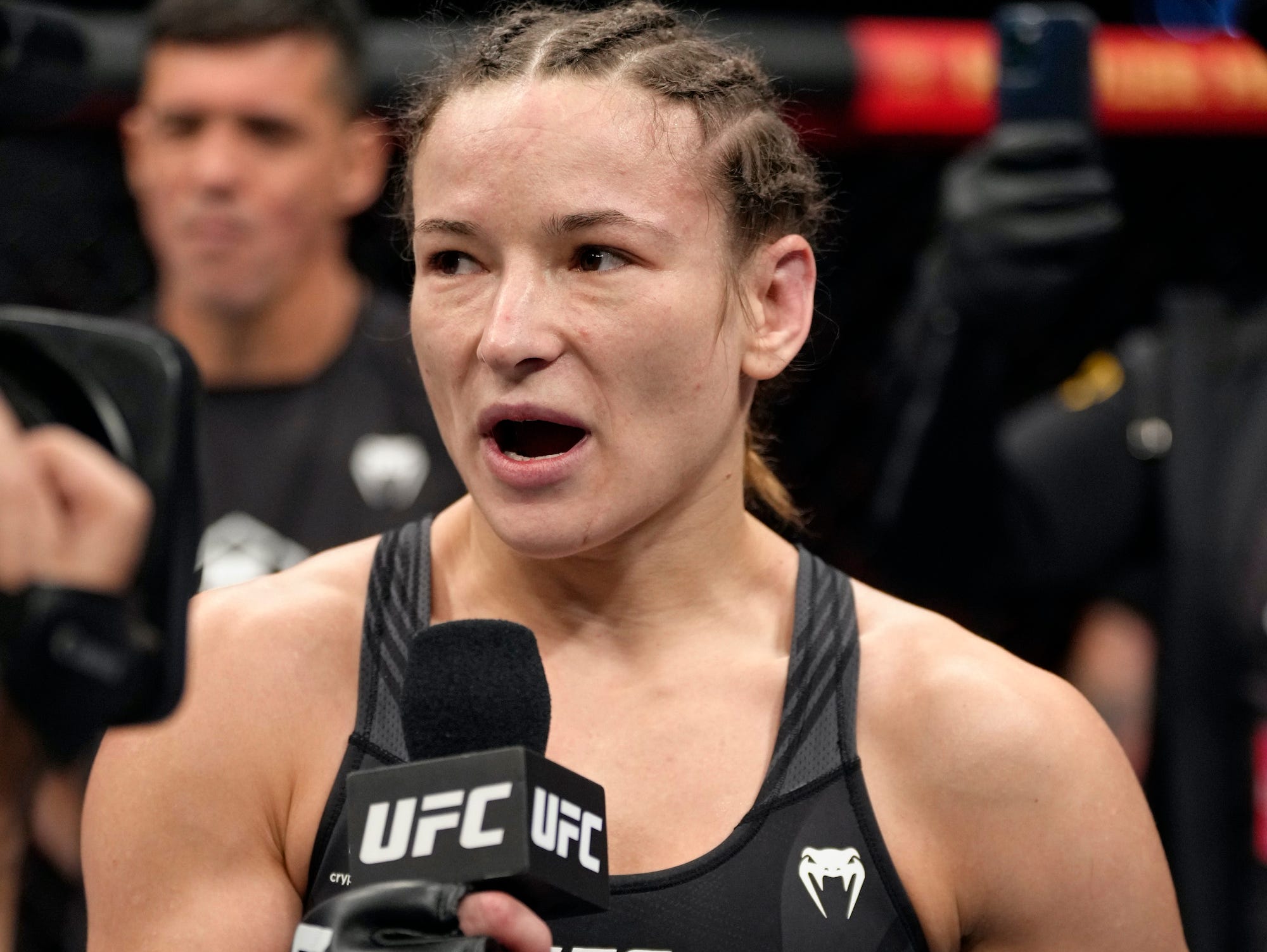 Maryna Moroz gave an emotional post-fight speech.