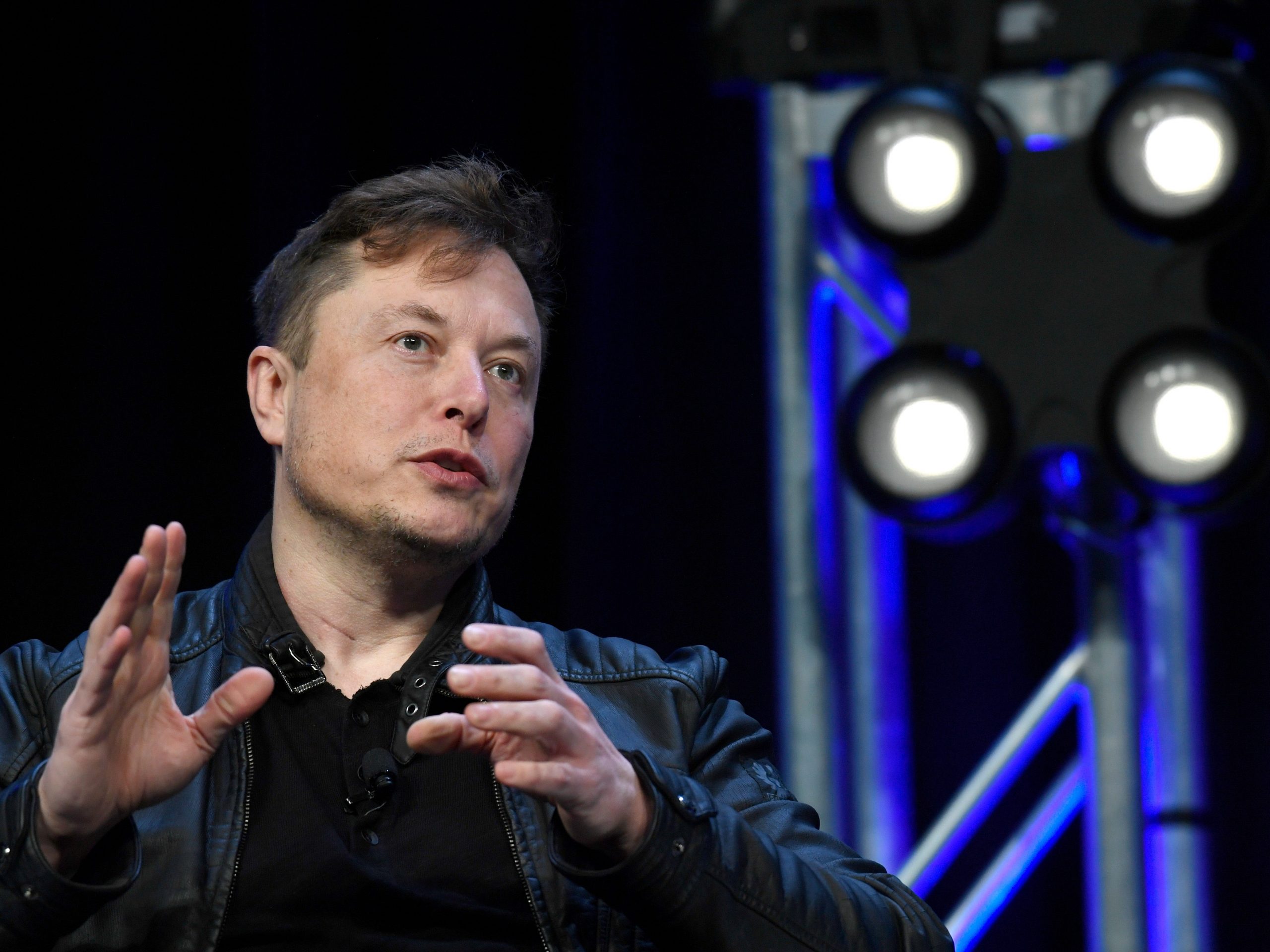 Tesla and SpaceX Chief Executive Officer Elon Musk speaks at the SATELLITE Conference and Exhibition in Washington.