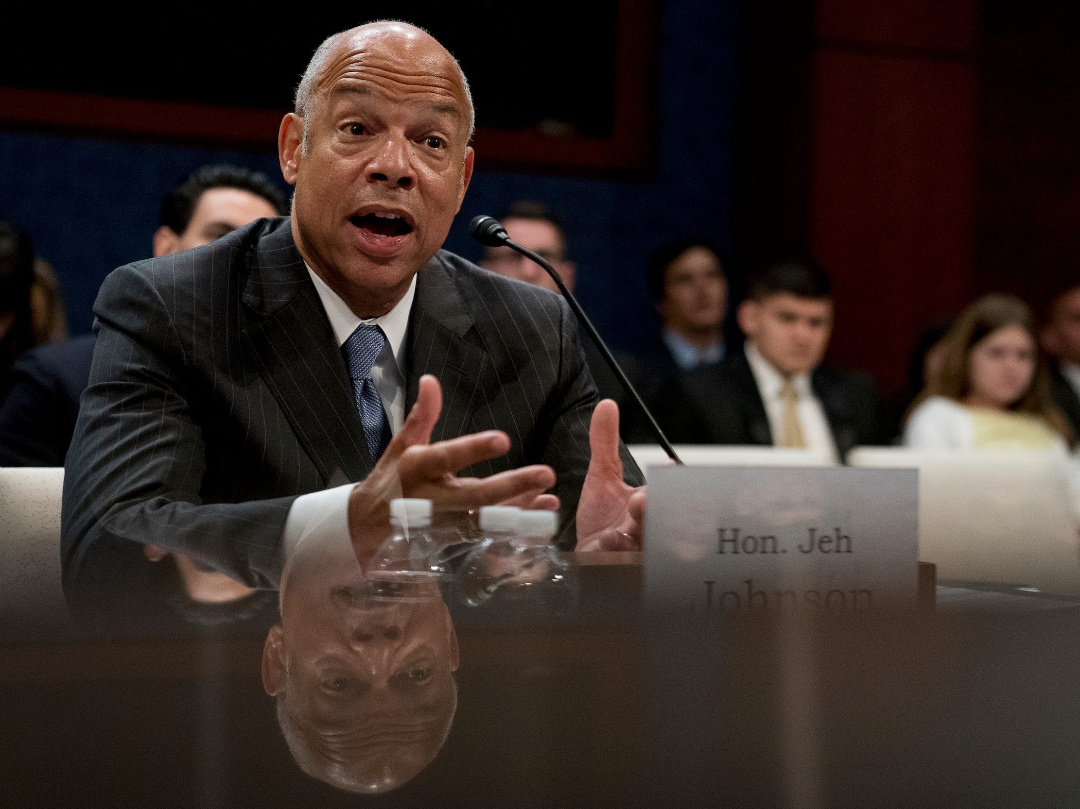 Jeh Johnson testifies to the House Intelligence Committee in Washington on June 21, 2017 as part of the Russia investigation