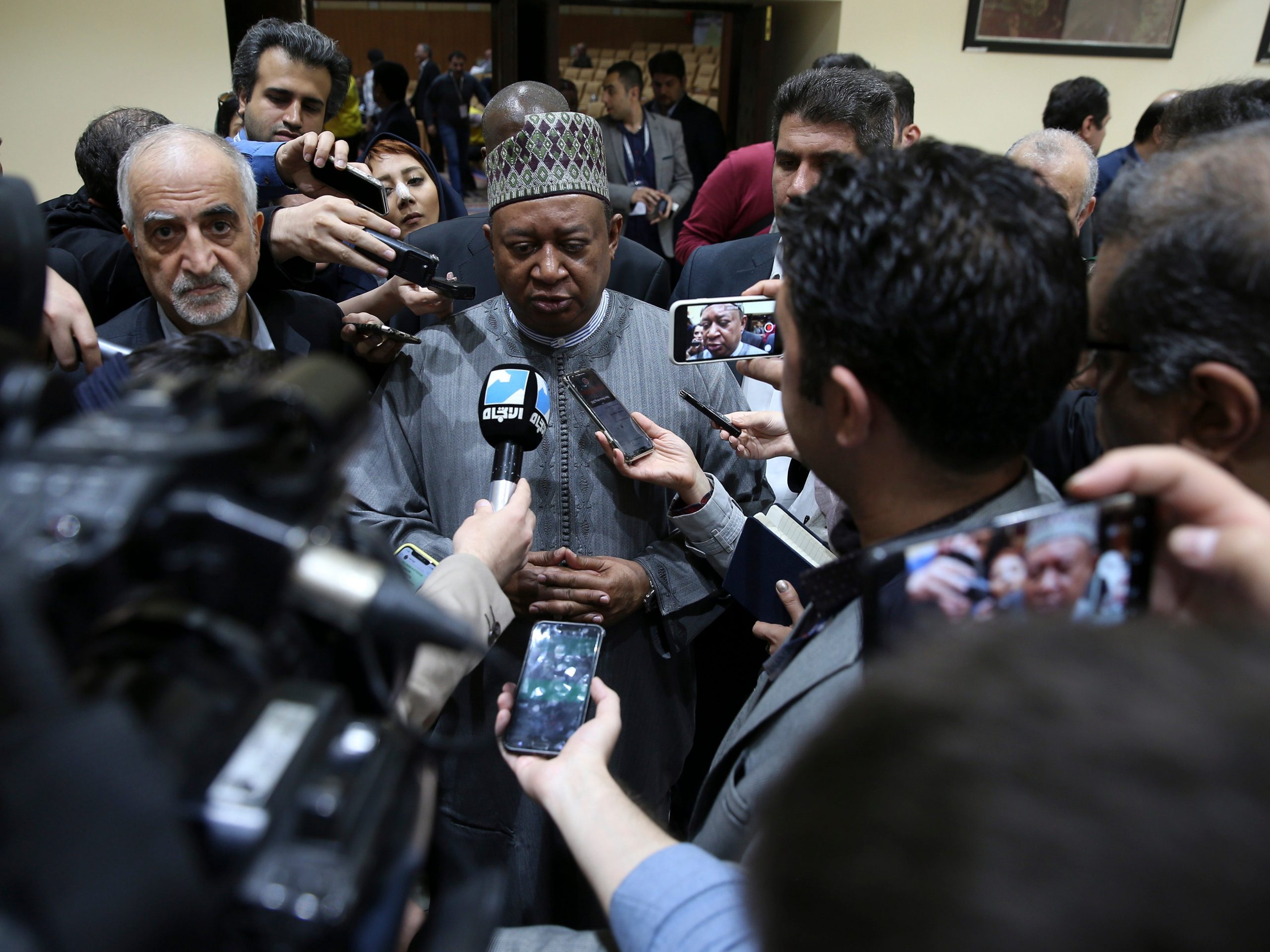 Mohammed Barkindo speaks to reporters