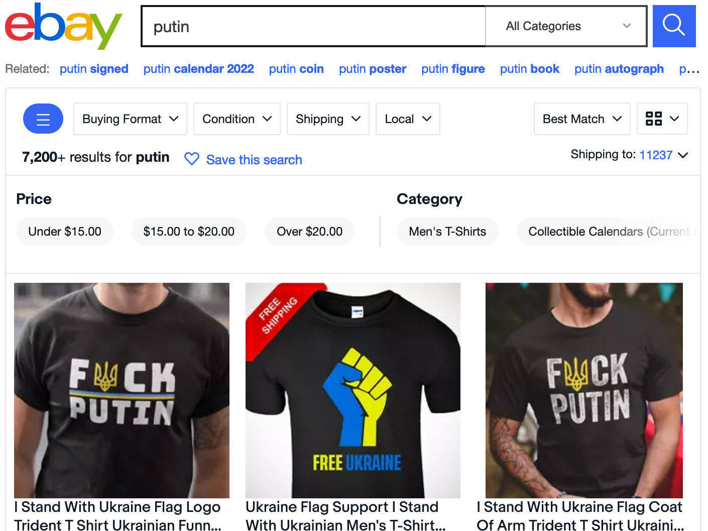 ebay search results for putin