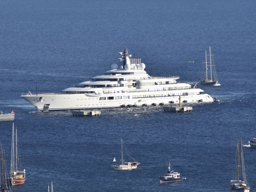&#39;Scheherazade&#39;, one of the largest superyachts in the world, anchors in Bodrum district of Mugla, Turkey on August 16, 2020.