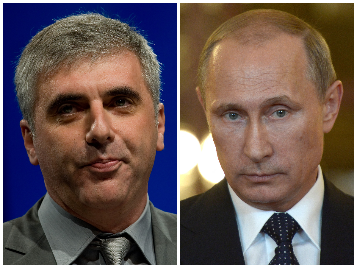 Russian-Israeli oligarch Leonid Nevzlin (left), Russian President Vladimir Putin (right)