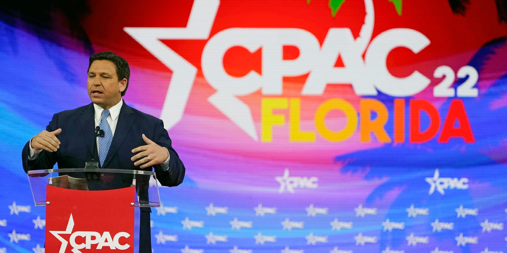 Florida Gov. Ron DeSantis speaks at the Conservative Political Action Conference (CPAC) Thursday, Feb. 24, 2022, in Orlando, Fla.