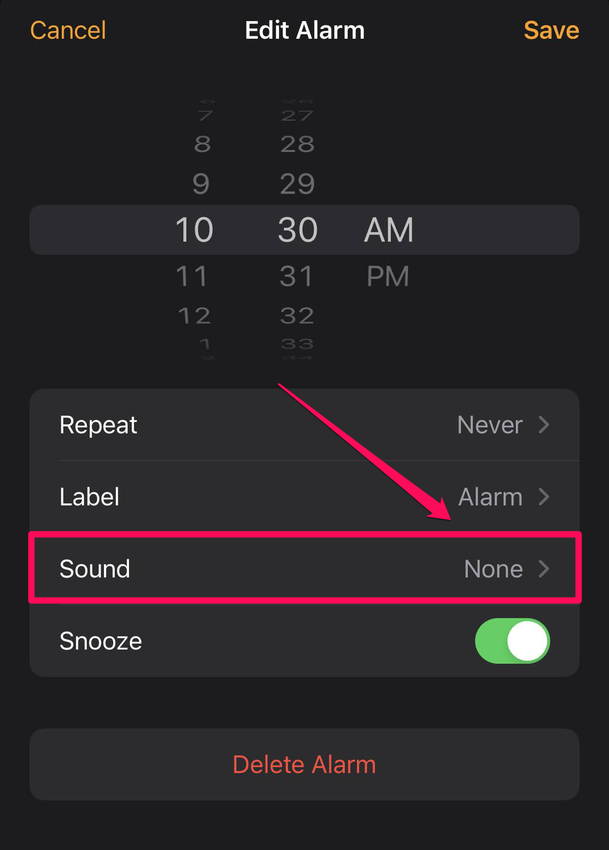 Setting the iPhone alarm sound