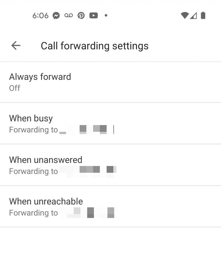 Phone settings