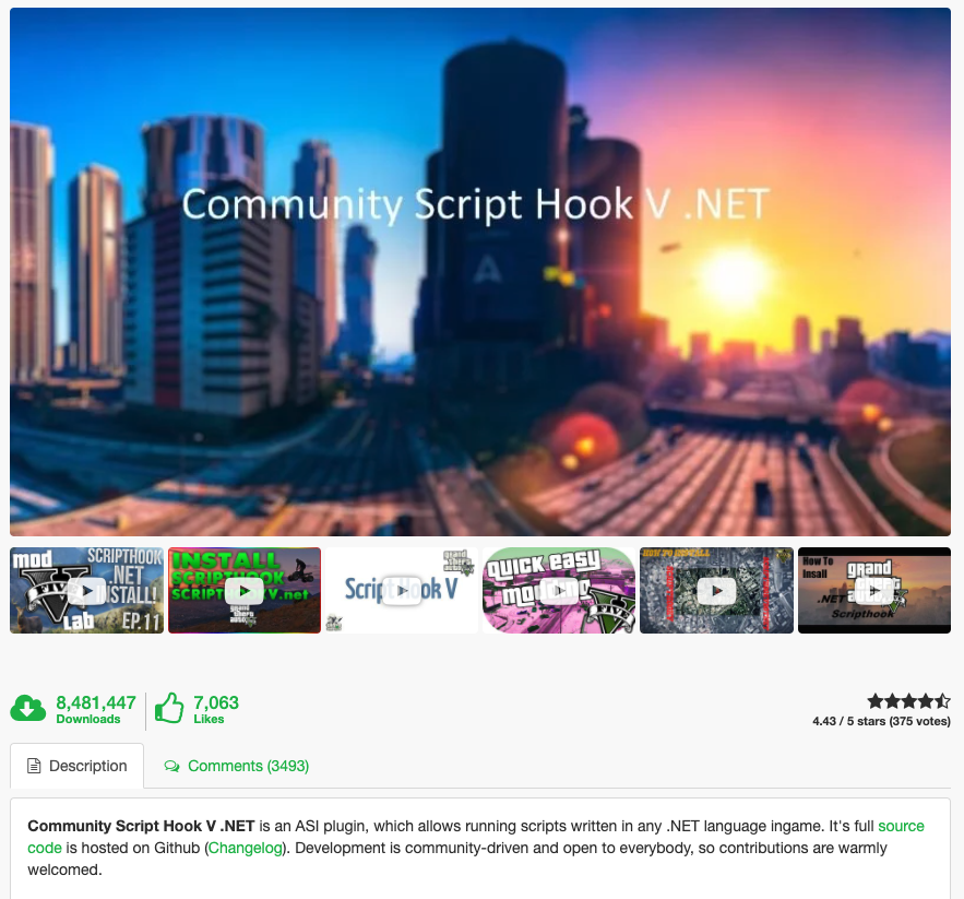 Script Hook v net для GTA 5. Community script.