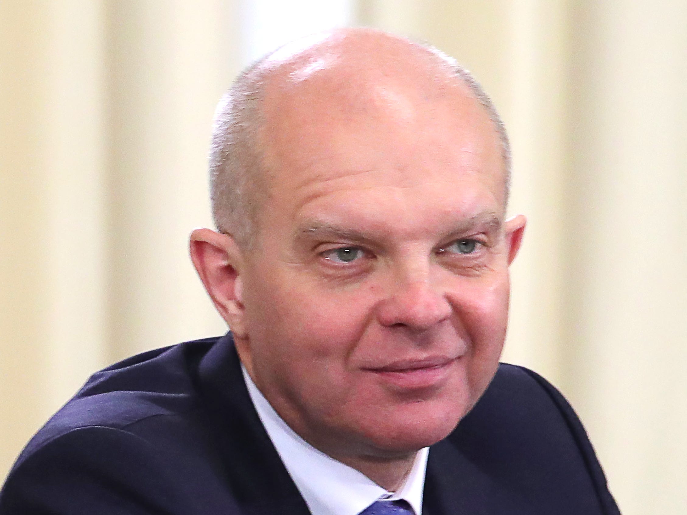 Yuri Solovyev, first deputy president-chairman of the Board at VTB Bank, during a meeting between Russian President Vladimir Putin and investors.