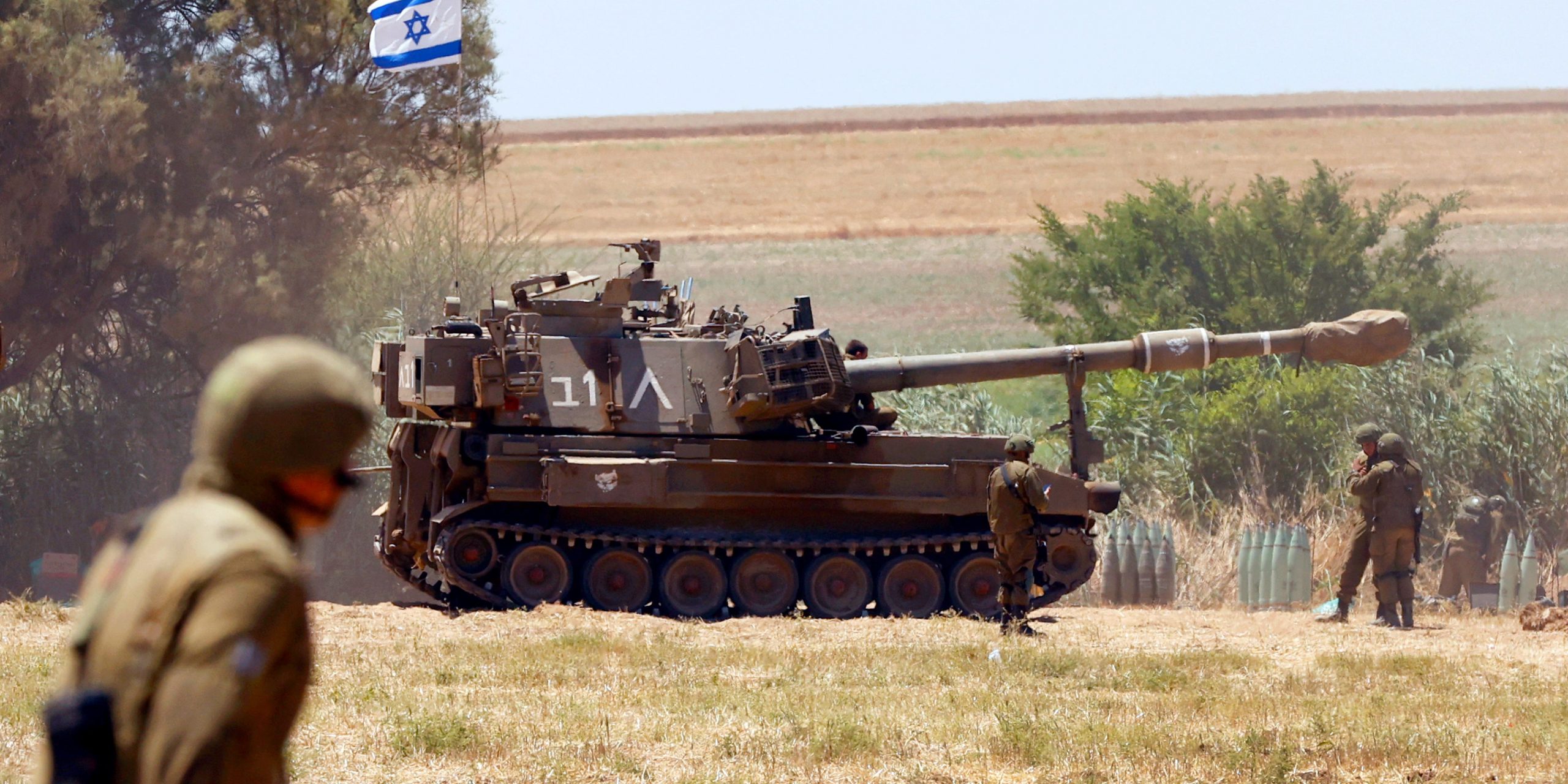 Een Israëlische 155mm zelfrijdende houwitser wordt ingezet tijdens beschietingen in de Gazastrook in mei 2021.