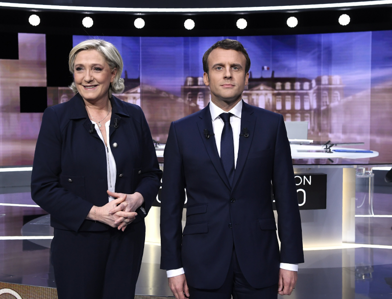 Marine Le Pen en Emmanuel Macron. Foto: EPA