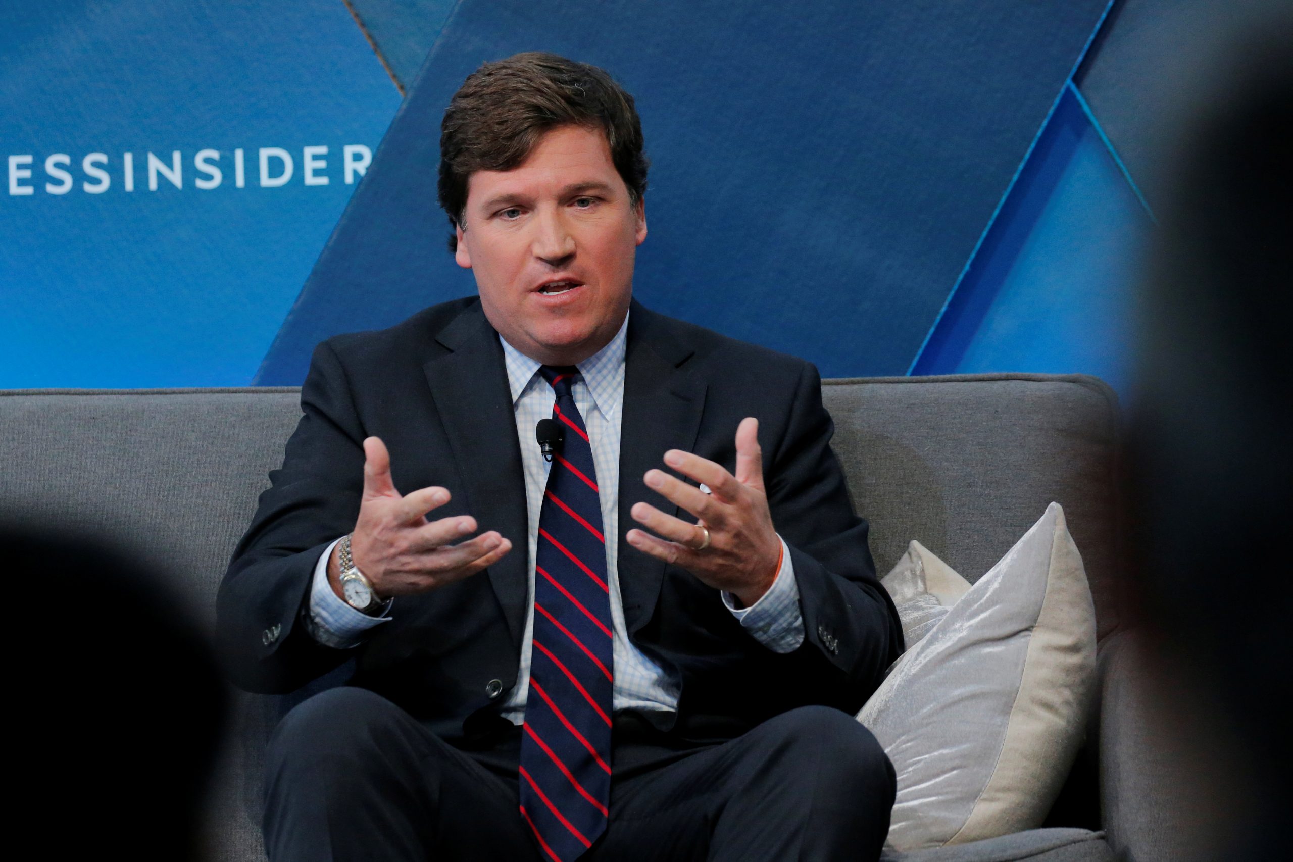 Tucker Carlson in 2017 bij de conferentie Business Insider Ignition The Future of Media. Foto: Reuters
