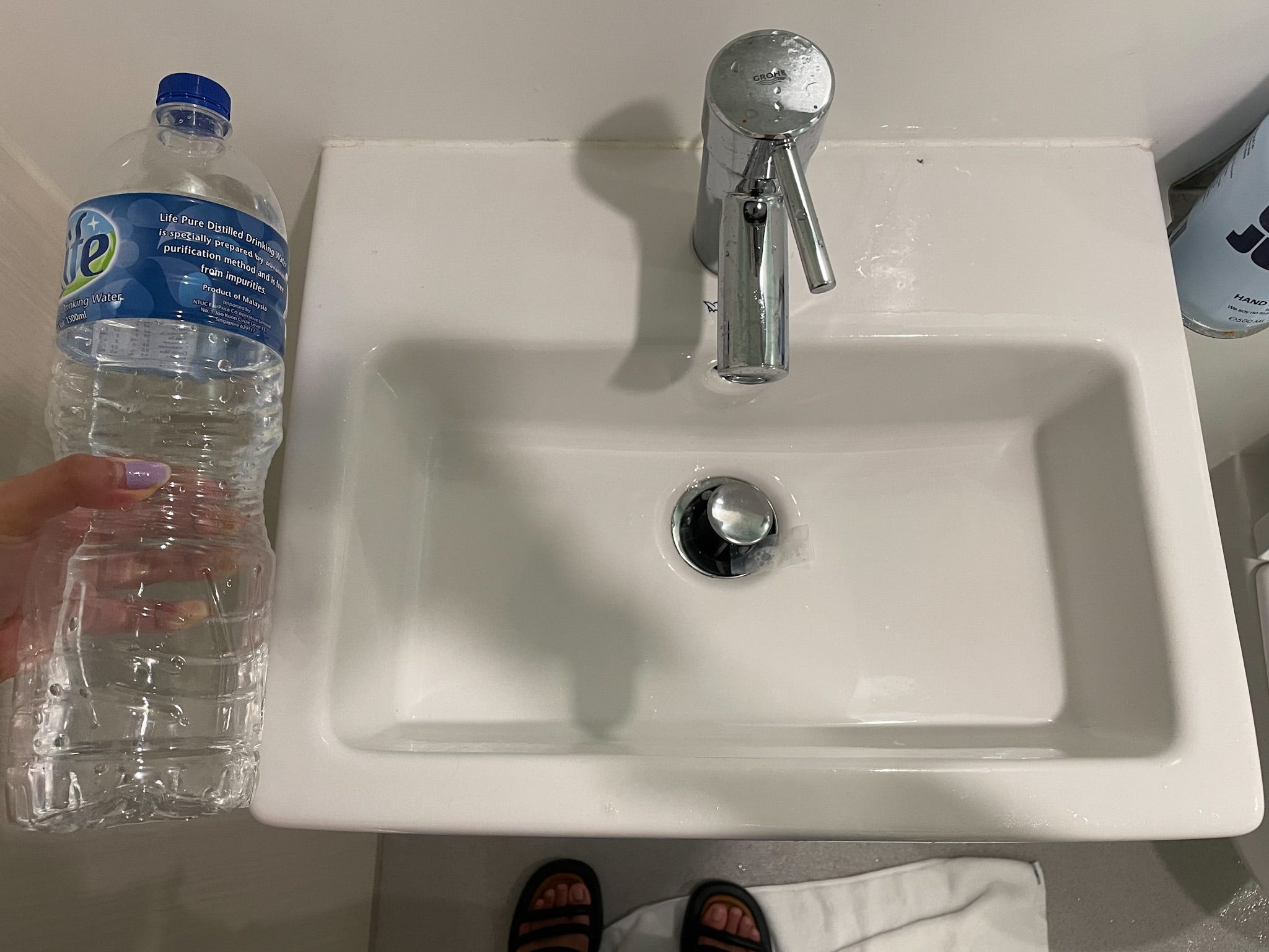 The tiniest hotel room sink ever.