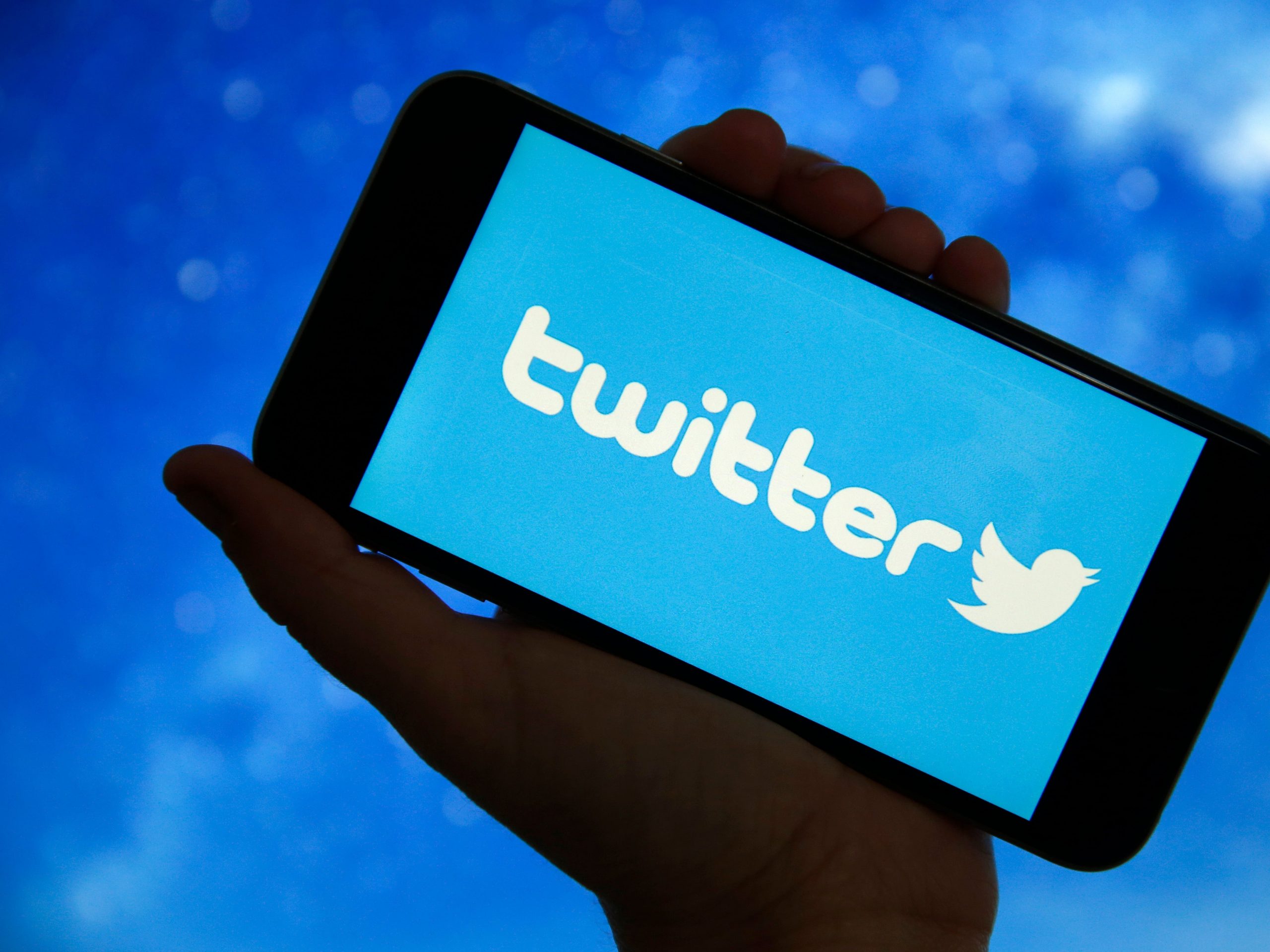 Het Twitter-logo wordt weergegeven op het scherm van een smartphone.