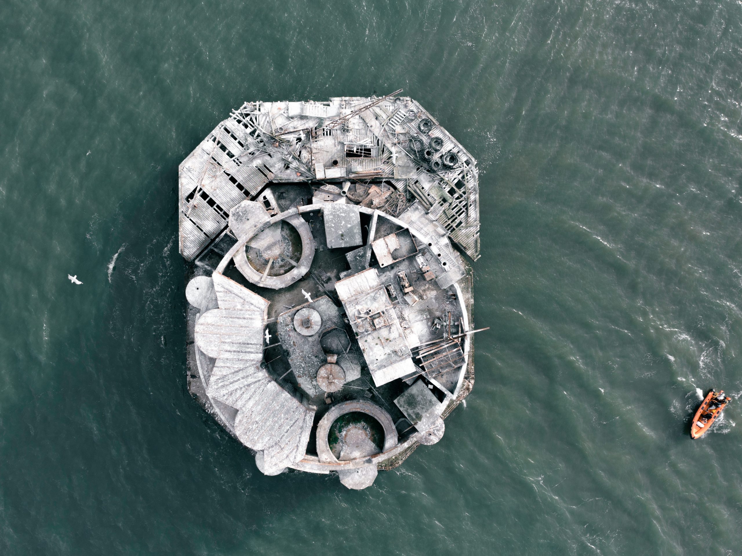 Aerial photo of Bull Sands fort.