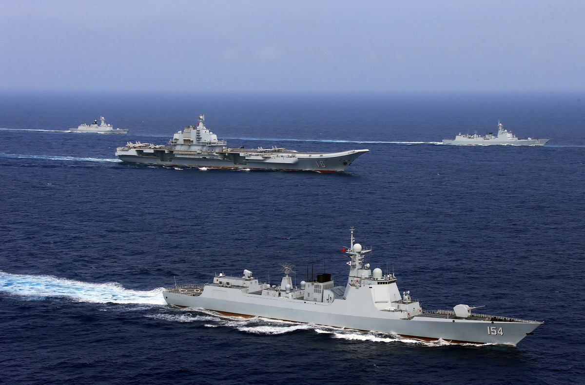 Een militaire oefening van de Chinese marine in 2018.