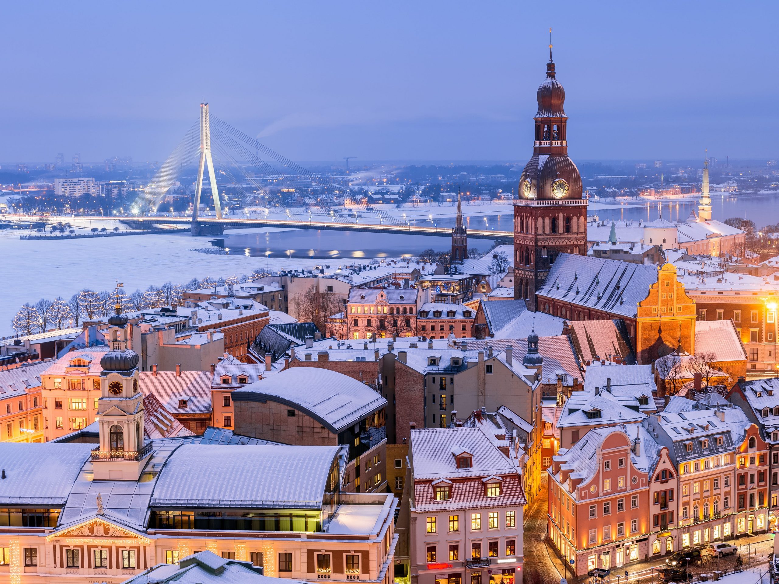 Riga, Letland rond de kersttijd.