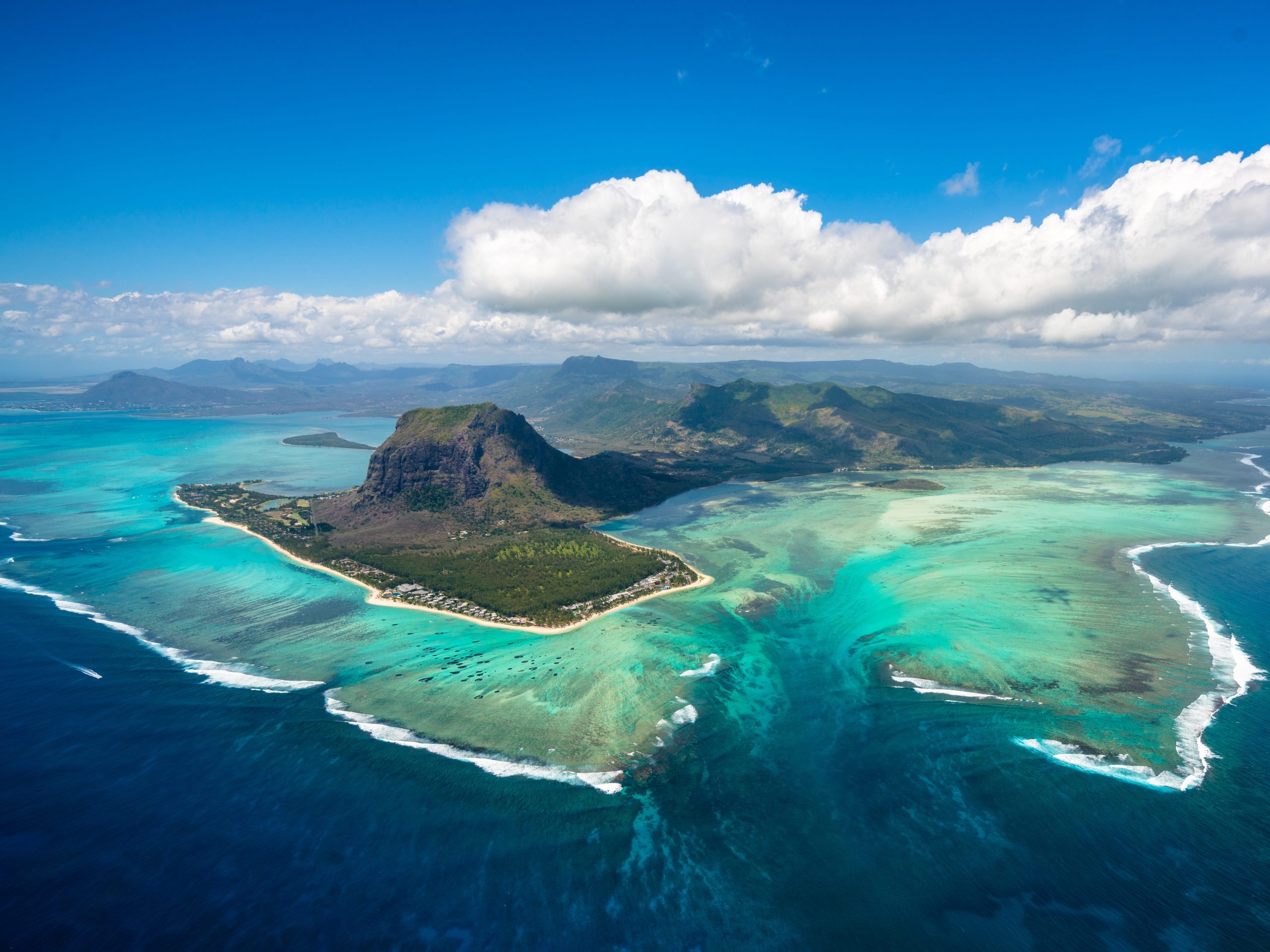 Aerial view of Port Louis, Mauritius.