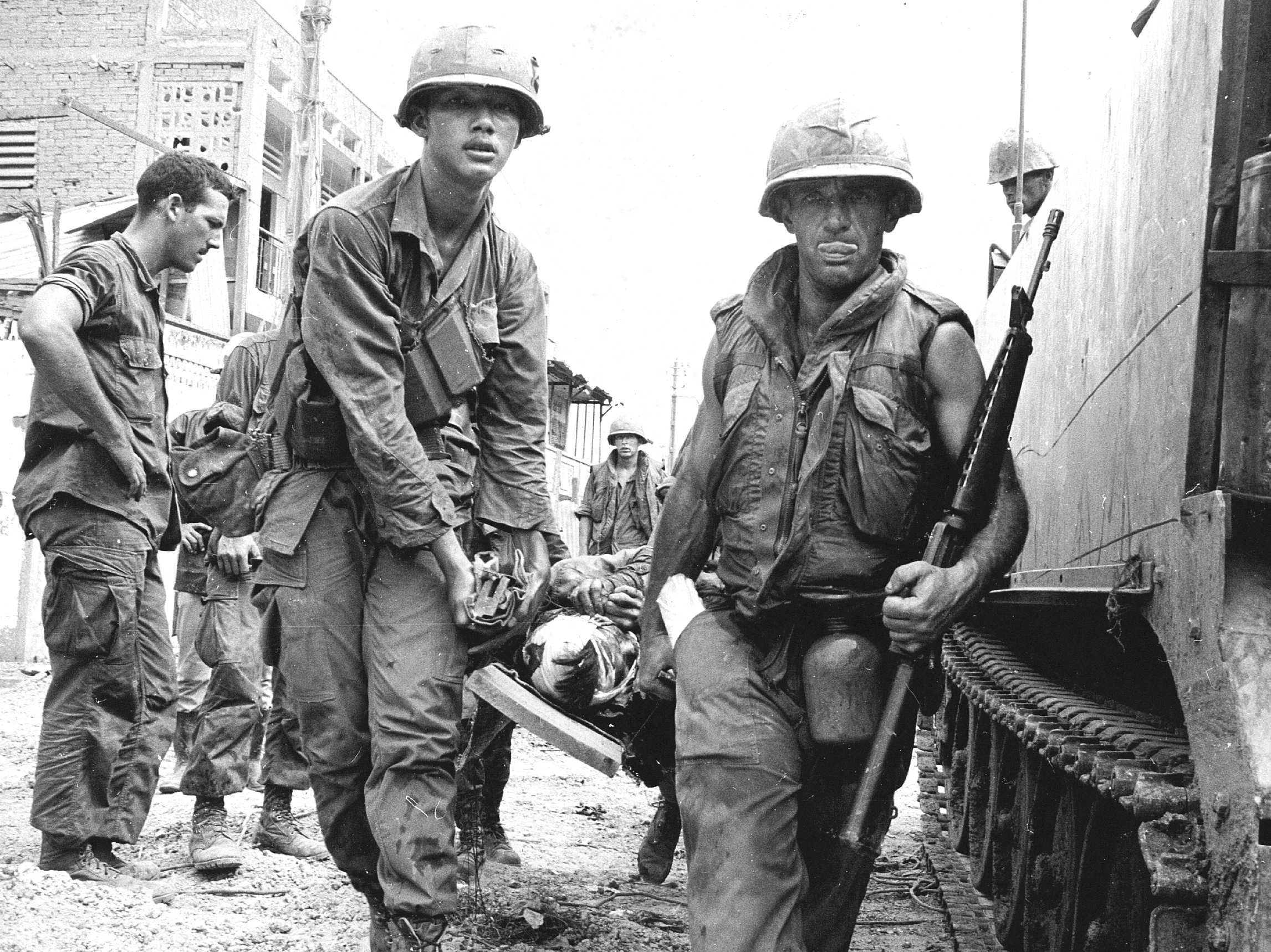 Westerse soldaten in Vietnam.