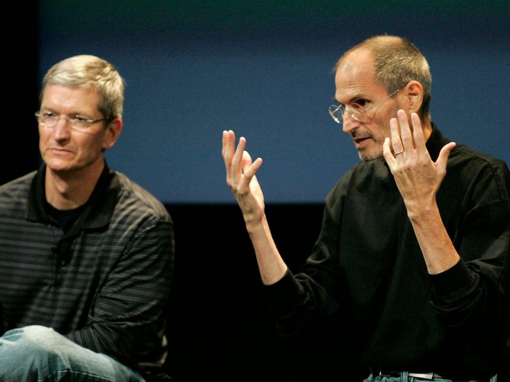 Tim Cook en Steve Jobs Apple