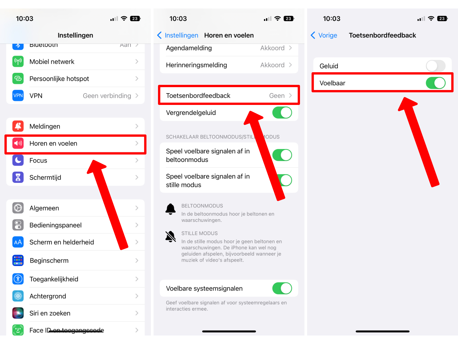 Toetsenbord feedback instellen op iOS 16