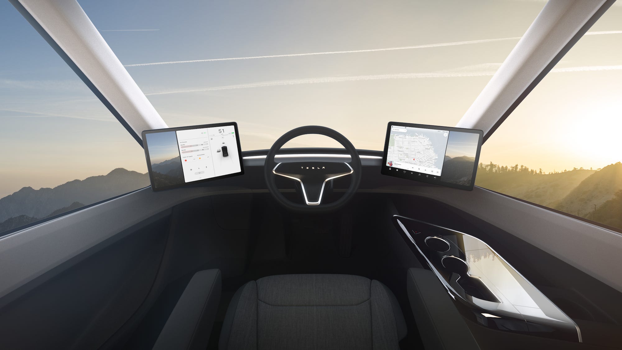 Het interieur van de aankomende Tesla Semi