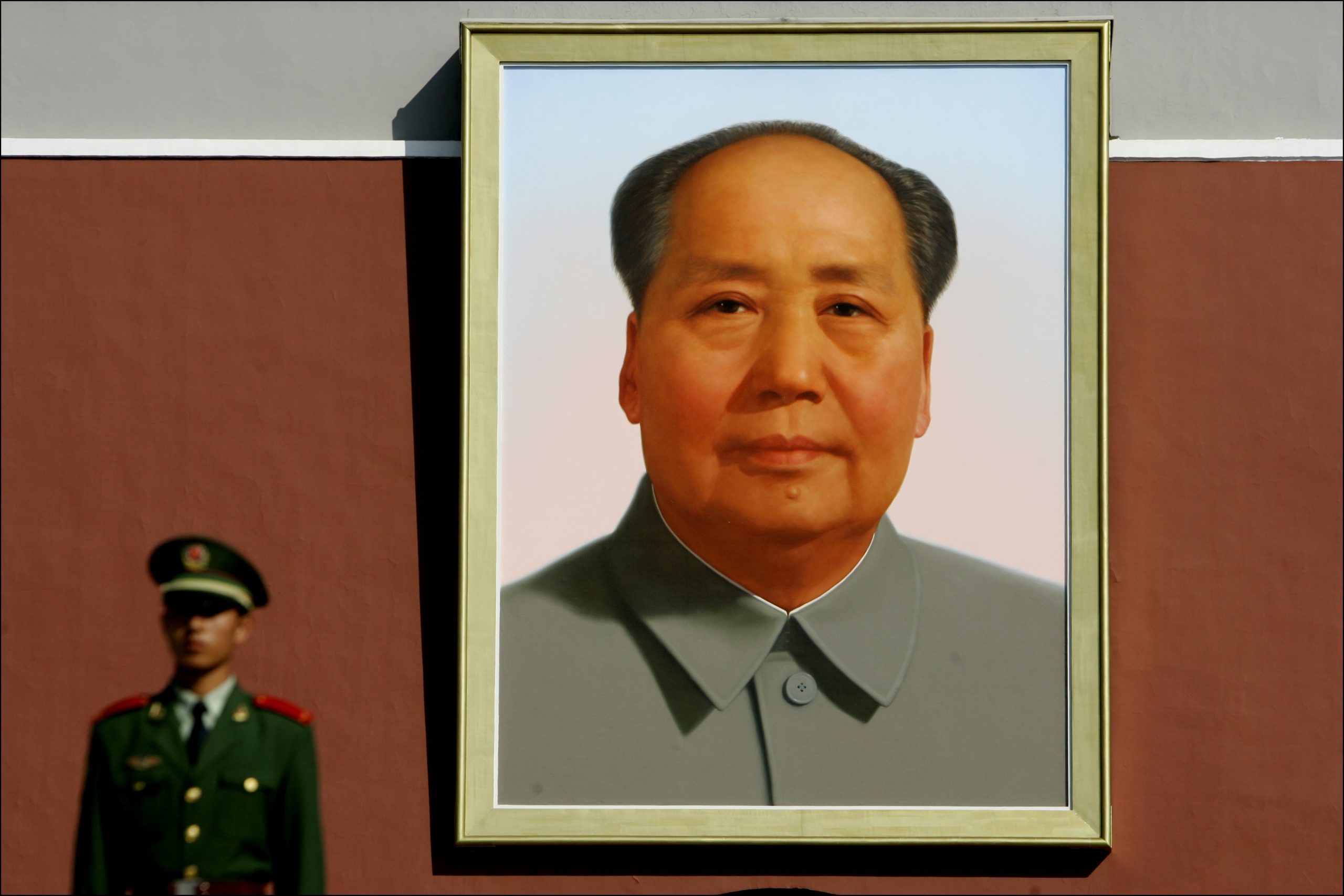 Portret van Mao Zedong, grondlegger van de Volksrepubliek, in de verboden stad in Beijing.