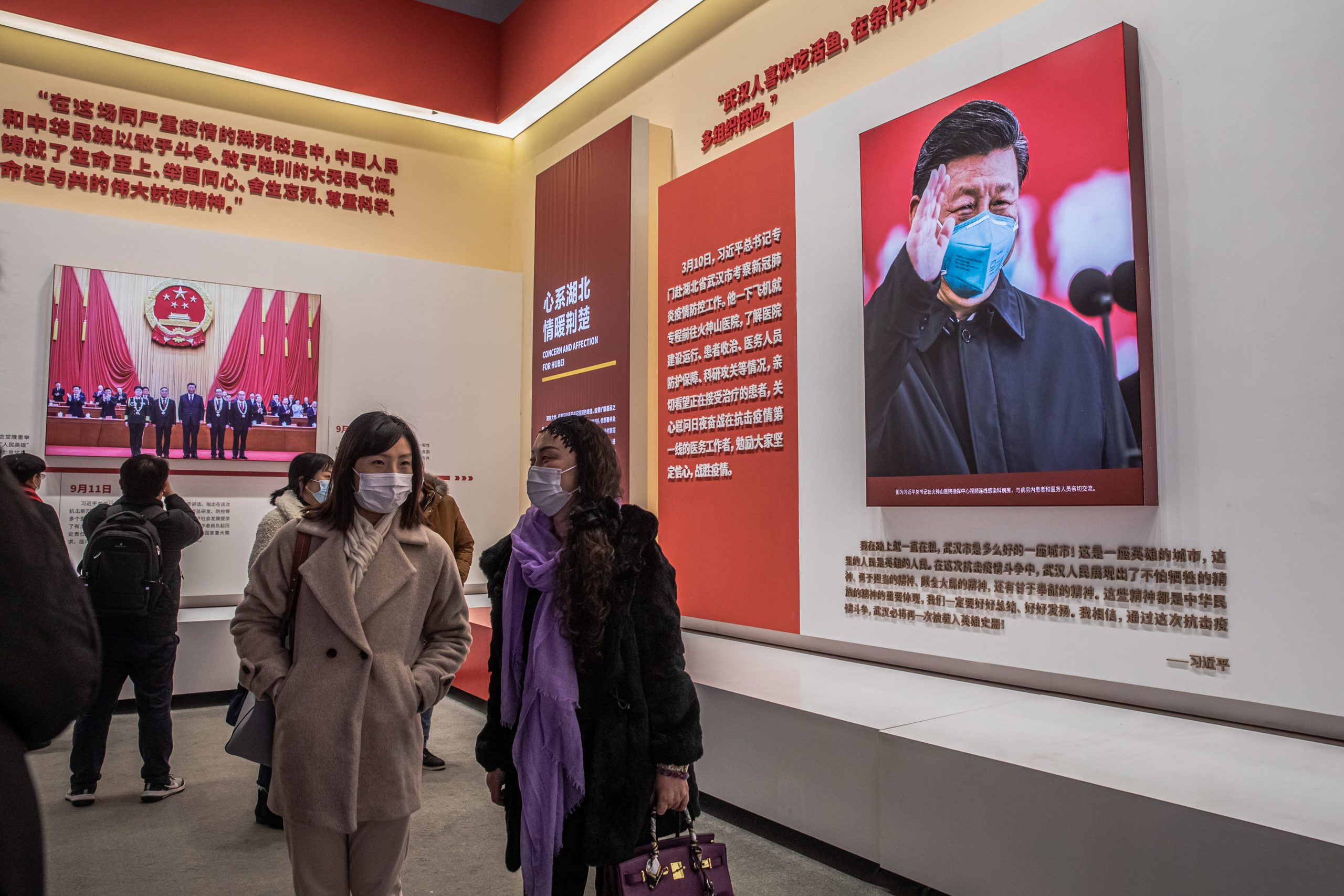 Tentoonstelling over de coronapandemie in Beijing.