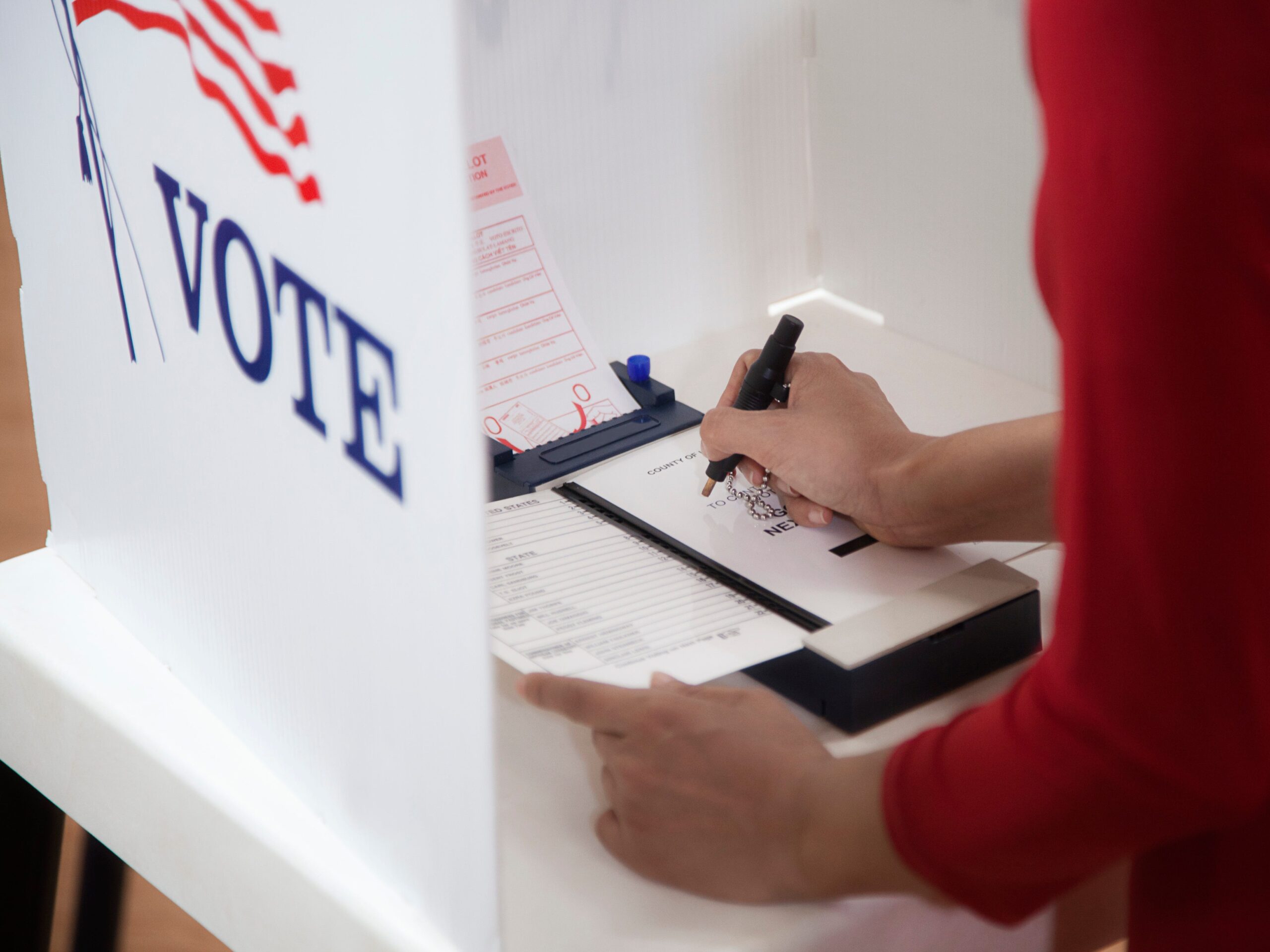 Stock photo of a voting booth