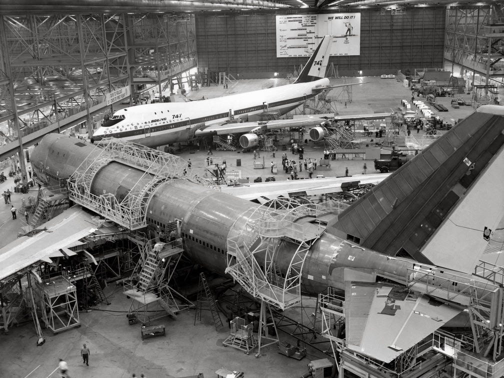 Boeing Incredibles building Boeing 747s in 1969.