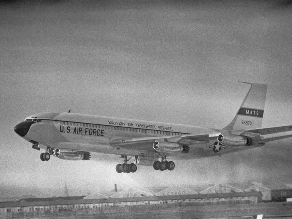 Air Force One as a Boeing 707 carrying Eisenhower in 1959.