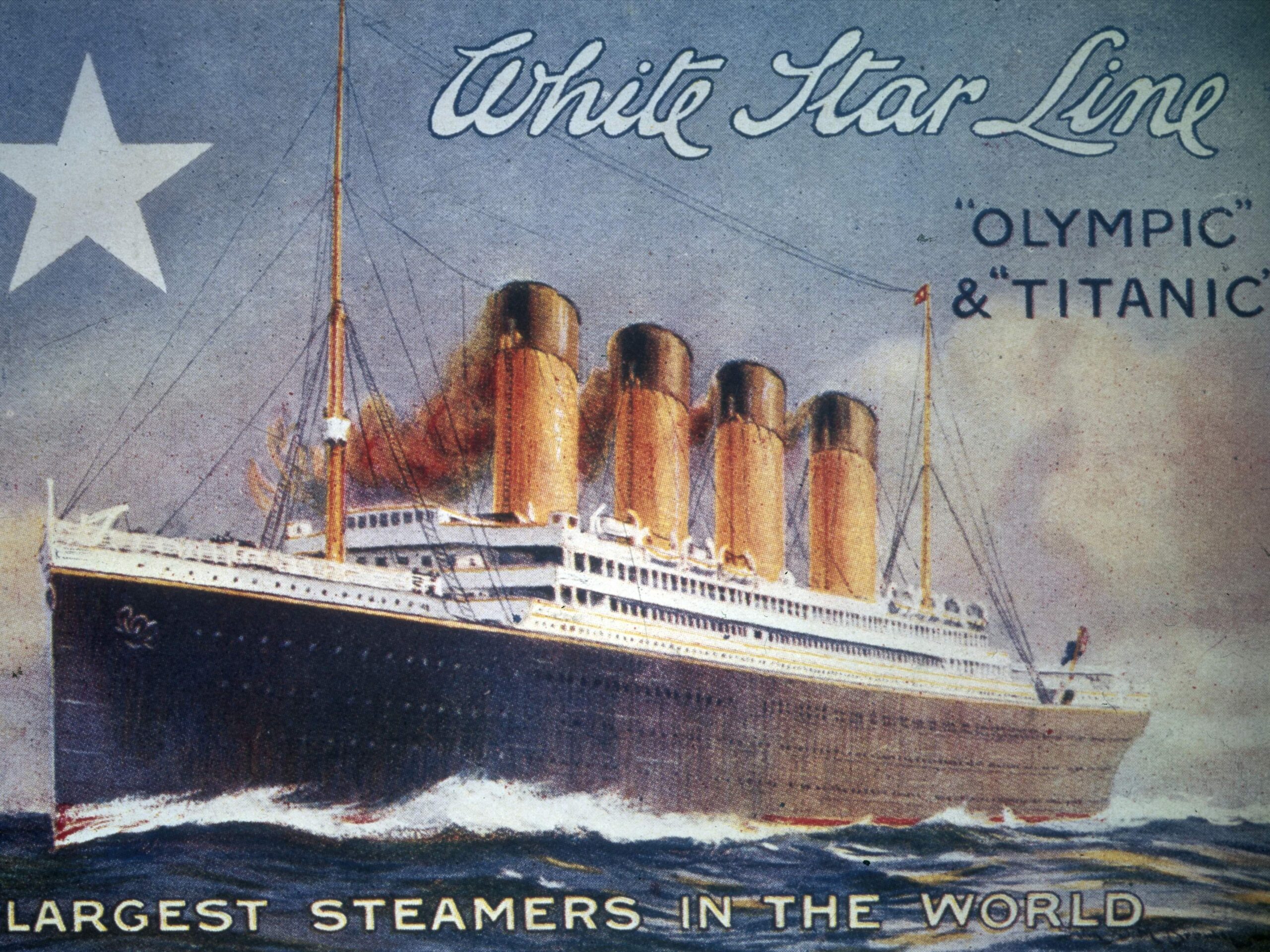 Leaflet of the British White Star Line about the &#39;Olympic&#39; and &#39;Titanic&#39; transatlantic liners, circa 1910.