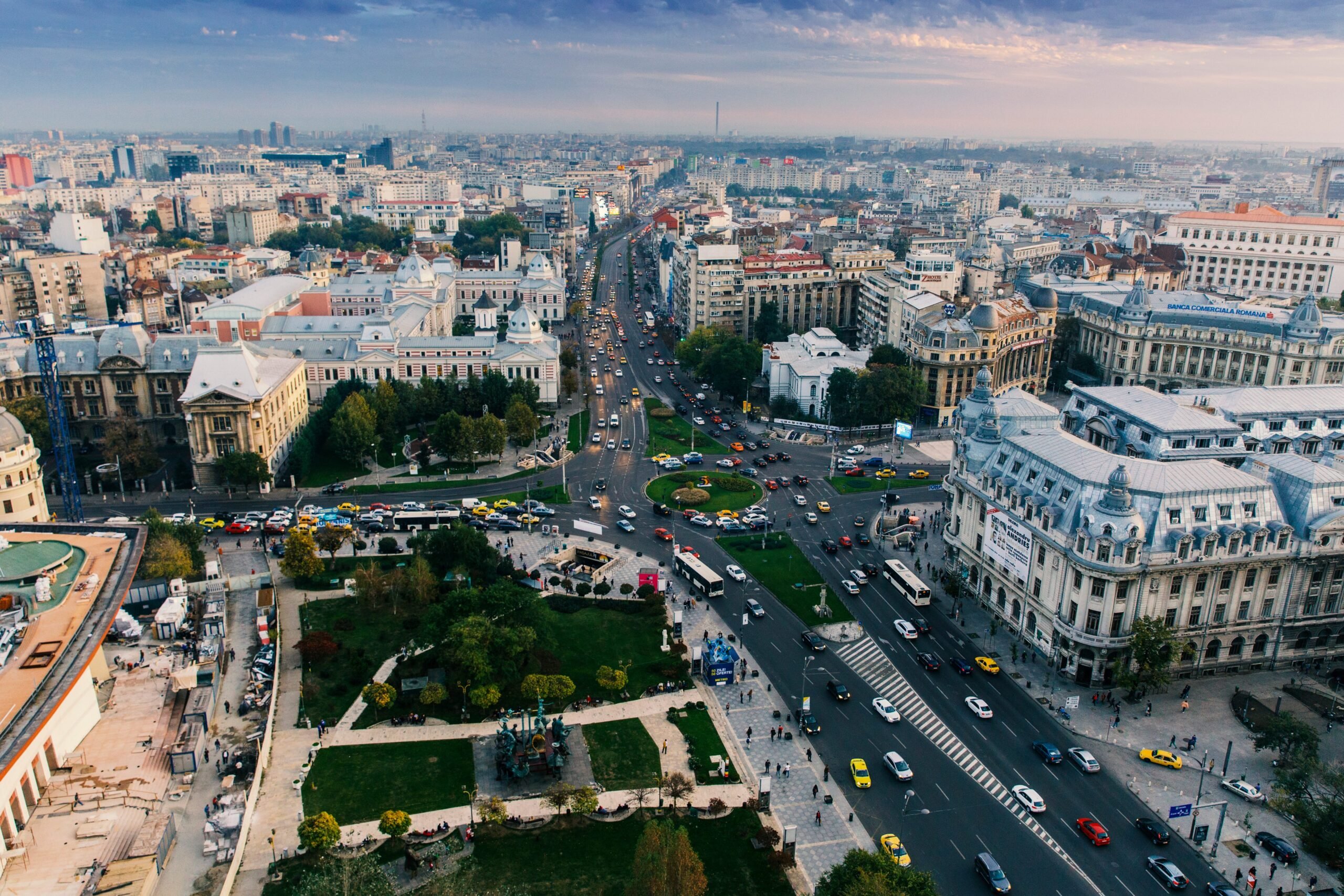 An aerial view of  Bucharest, Romania