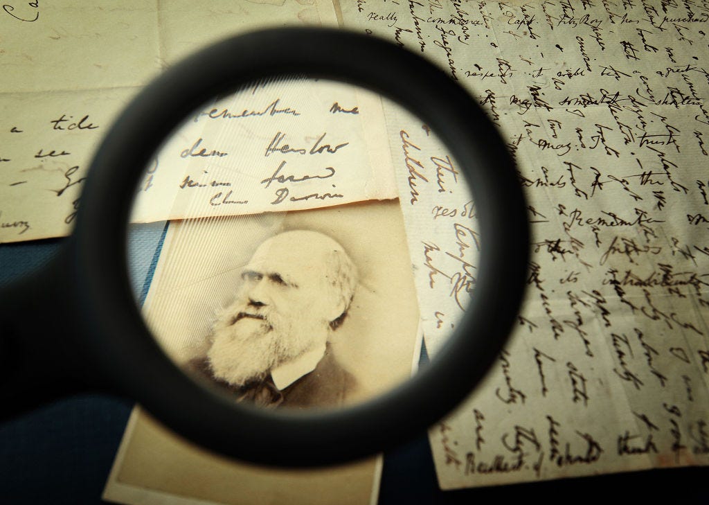 Originele brieven van Charles Darwin tentoongesteld in de bibliotheek van Herbaruim.