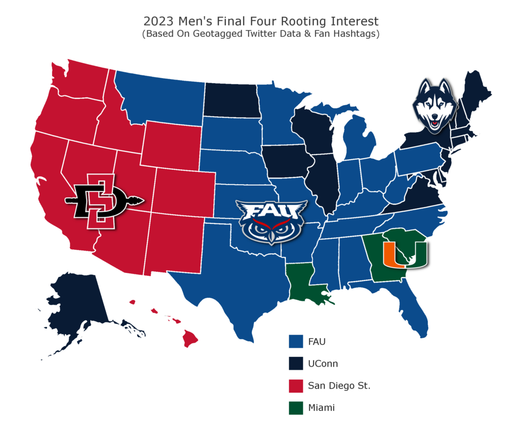 Map shows which men's Final Four team states are supporting in the