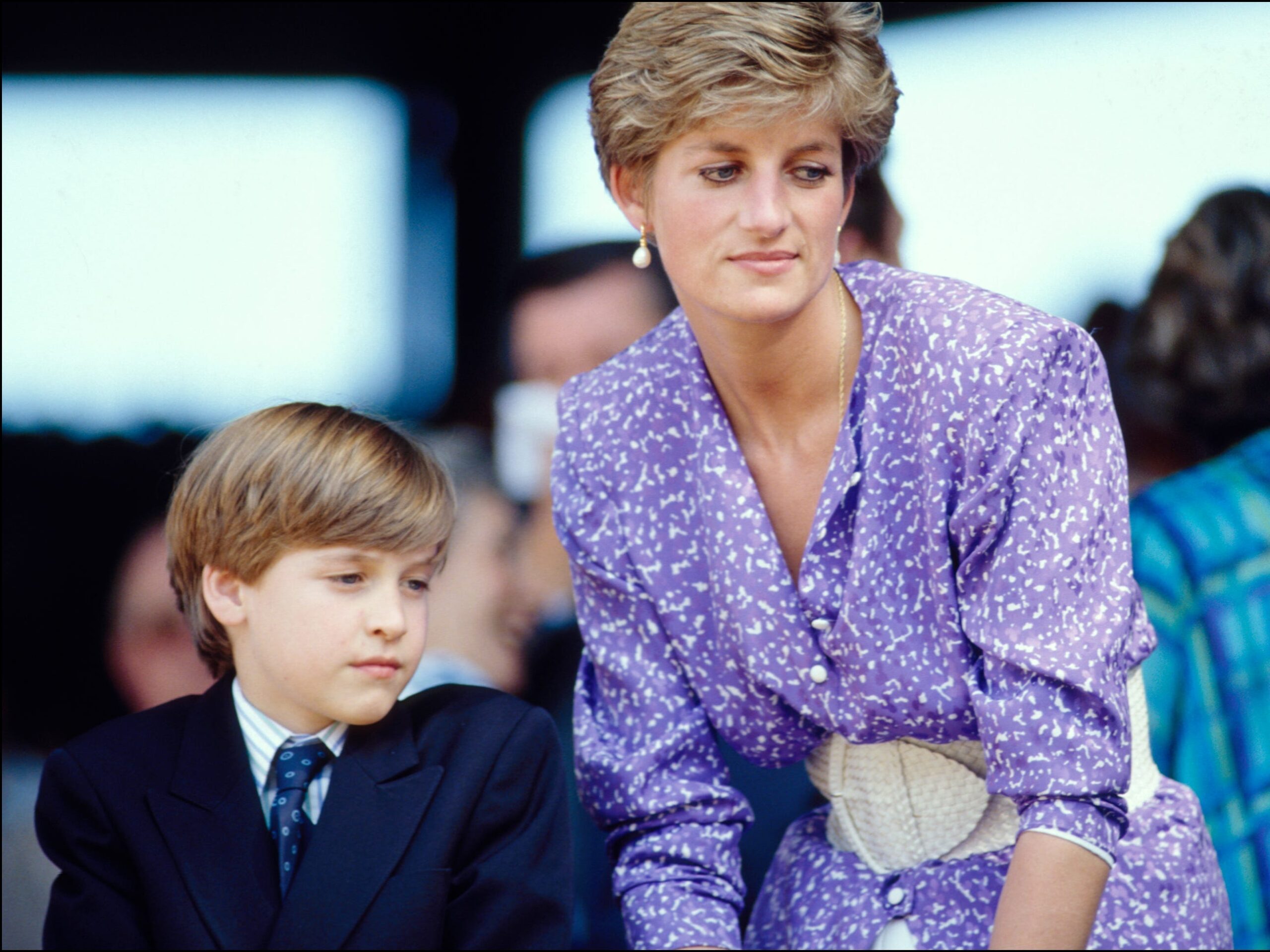 Princess Diana and Prince William enjoying a Wimbledon Championship tennis match in 1991.