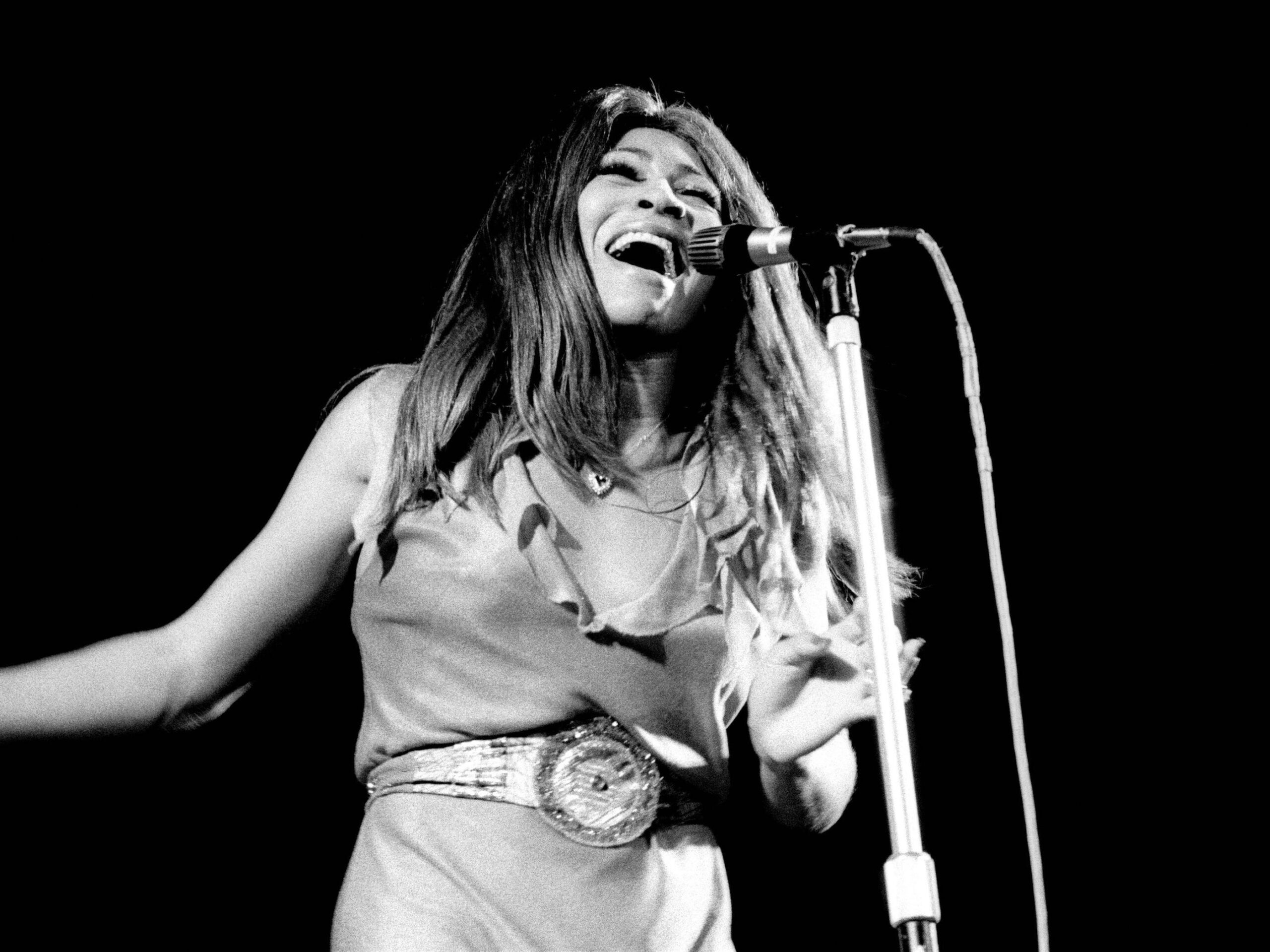 COPENHAGEN, DENMARK: Tina Turner performs on stage with Ike &amp; Tina Turner in 1972 in Copenhagen, Denmark.