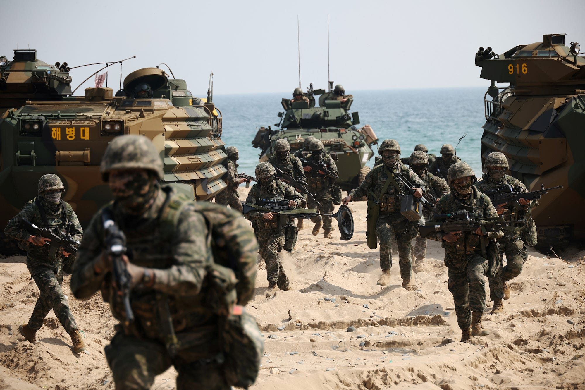 U.S. and South Korea&#39;s marines take part in an amphibious landing drill called the &#39;Ssangyong&#39; exercise, in Pohang, South Korea in March 2023.