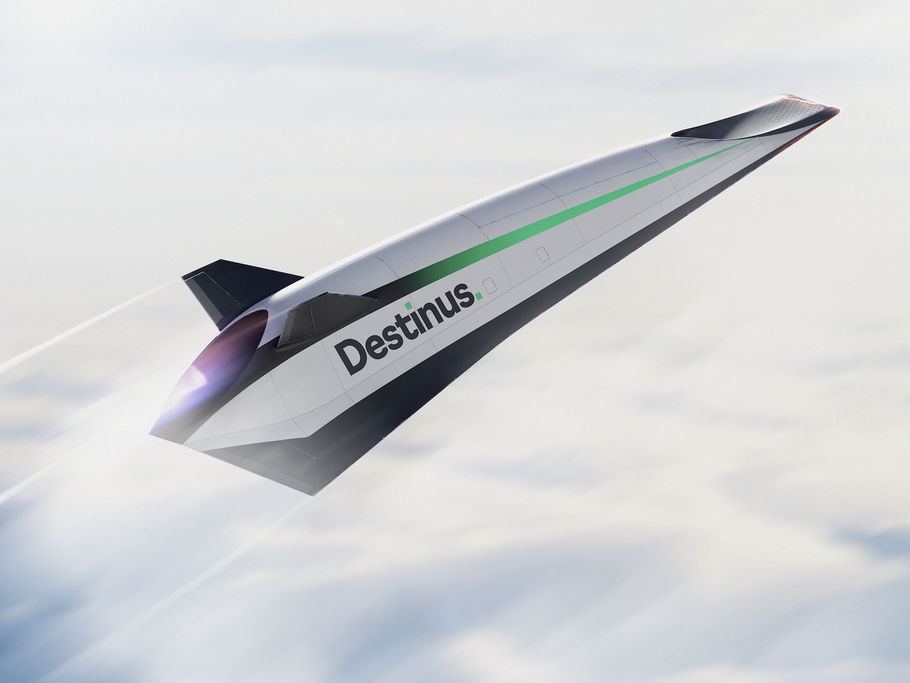 Destinus L plane climbing at hypersonic speed.