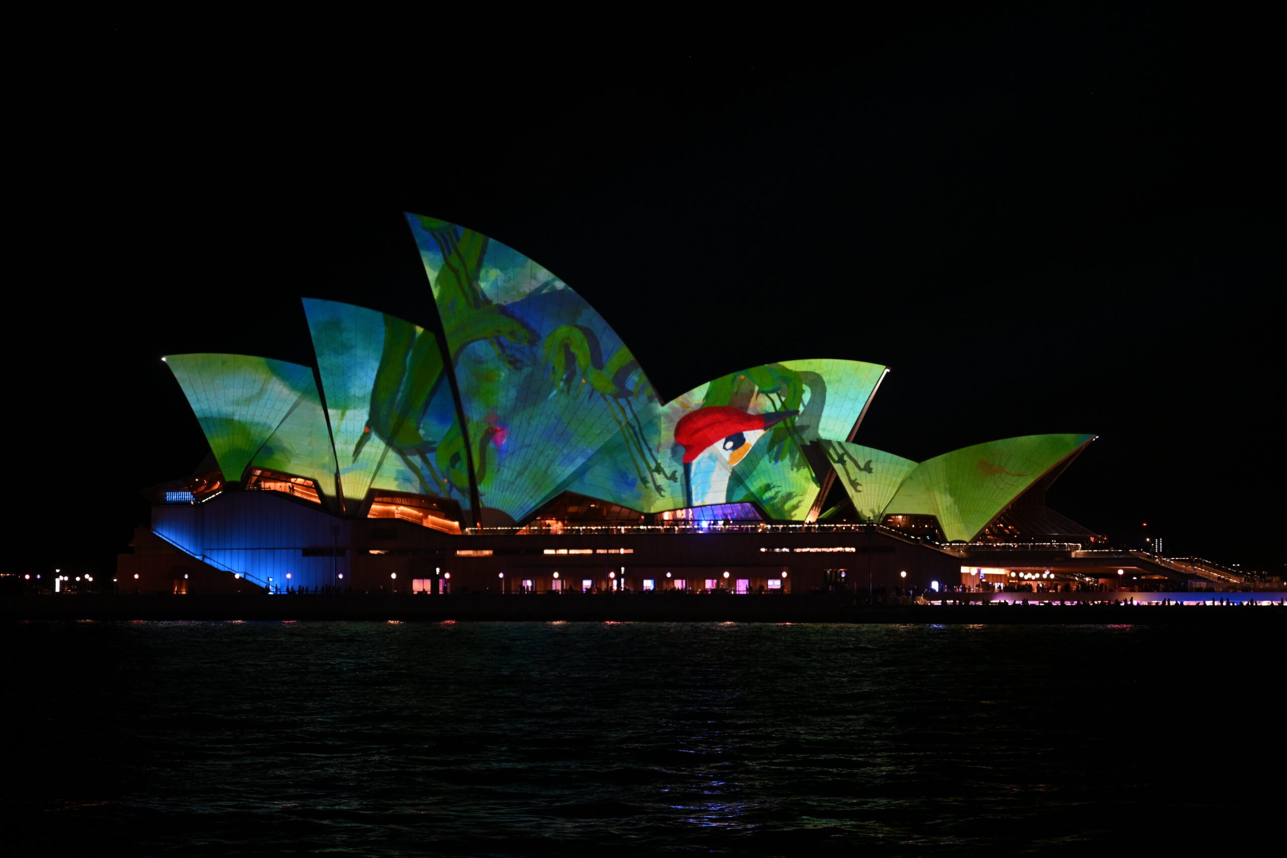 Projectie op het Opera House tijdens het festival Vivid Sydney 2023. Foto: EPA/Dean Lewins.