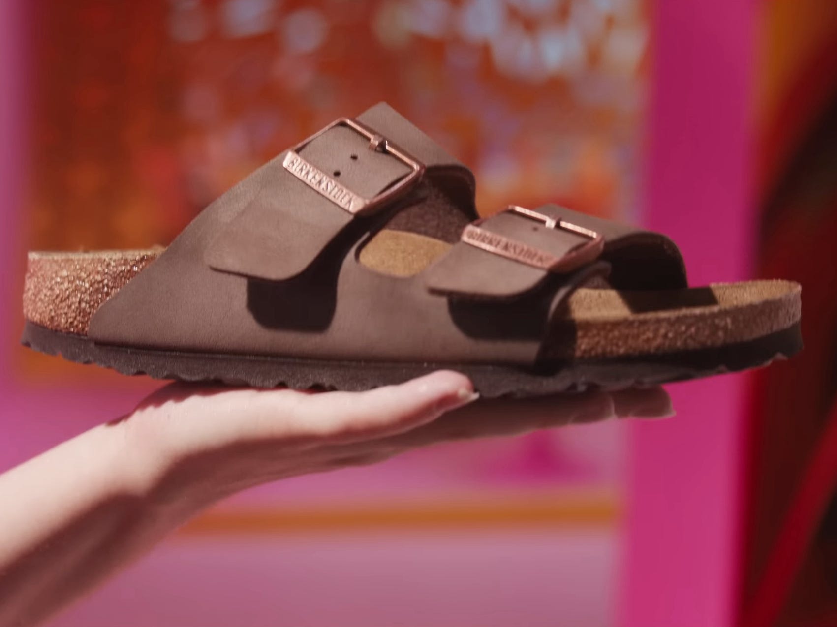 A Birkenstock shoe in &#34;Barbie.&#34;