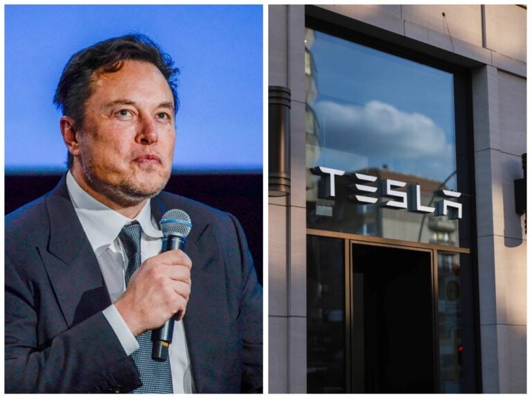A Tesla bumper sticker that says 'I bought this before we knew Elon was ...
