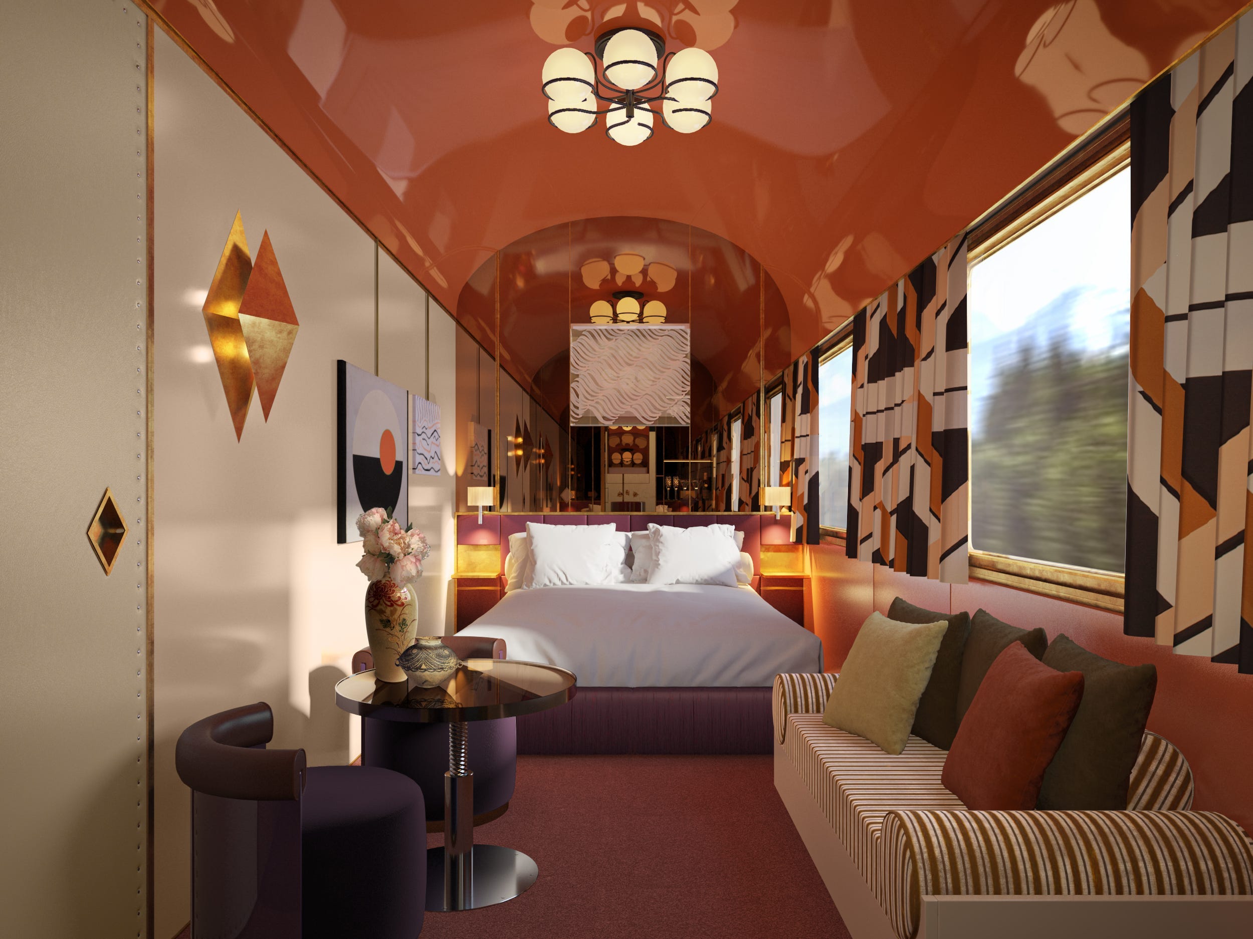 Il treno dispone di suite doppie con prezzi che vanno da € 6.600 a € 25.000 a notte.