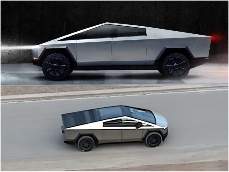 Side-by-side photos show how much Tesla's Cybertruck has changed from ...