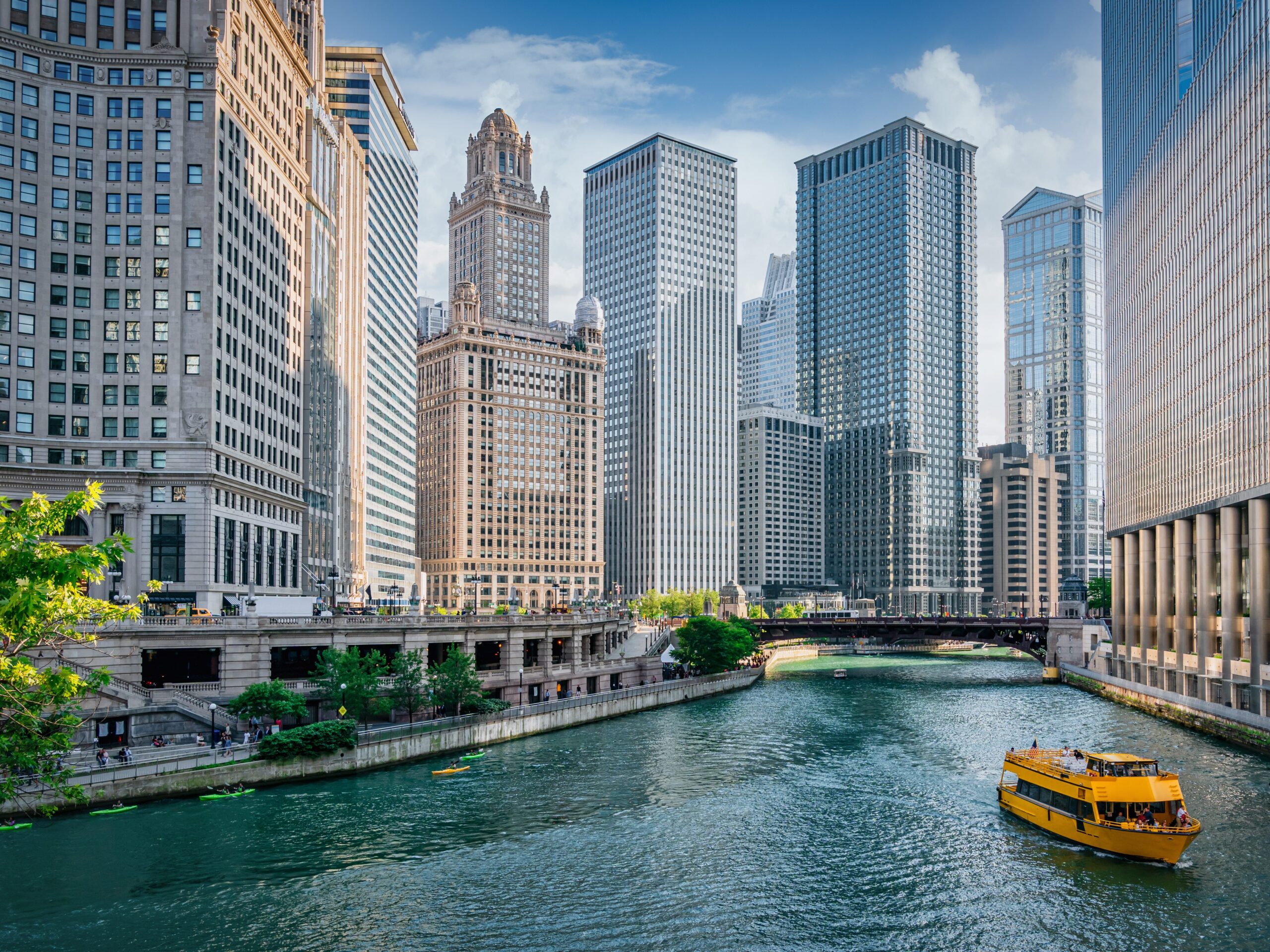 Chicago river and skyline