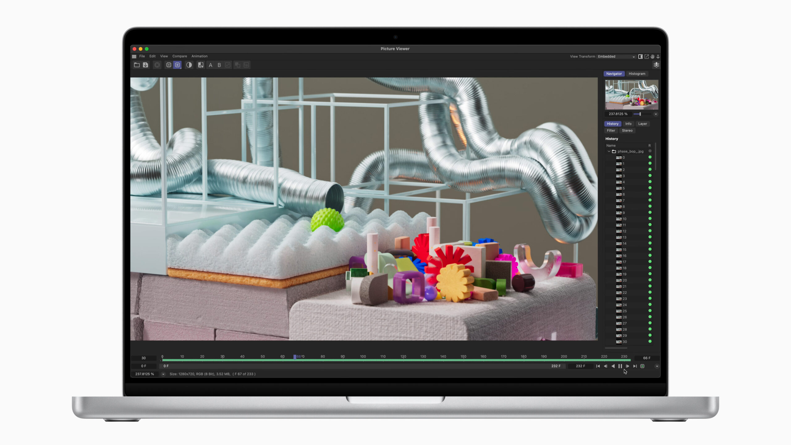 De nieuwe MacBook Pro die het professionele Cinema 4D draait