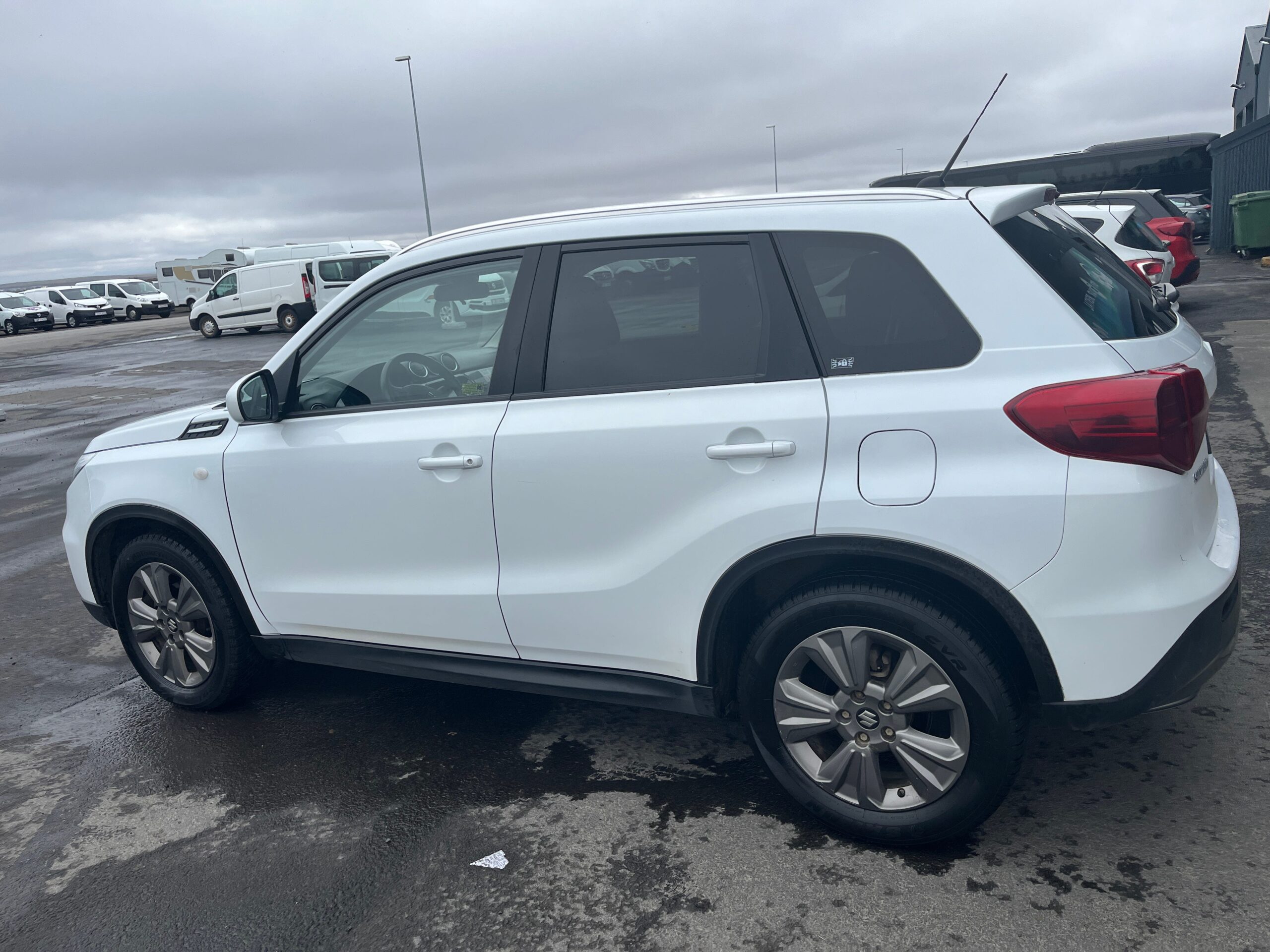 A white SUV in Iceland.