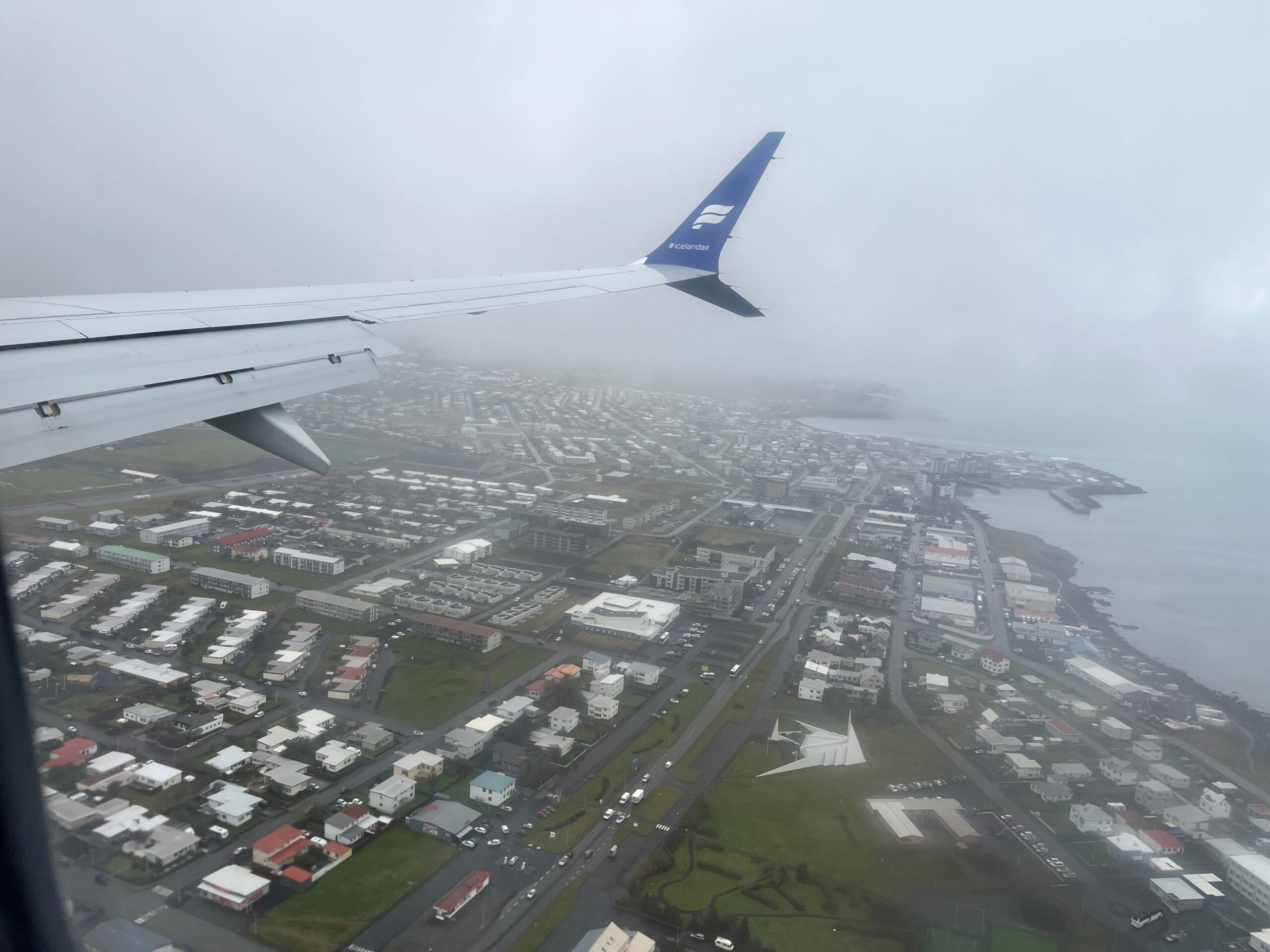 Flying Icelandair into Reykjavík.