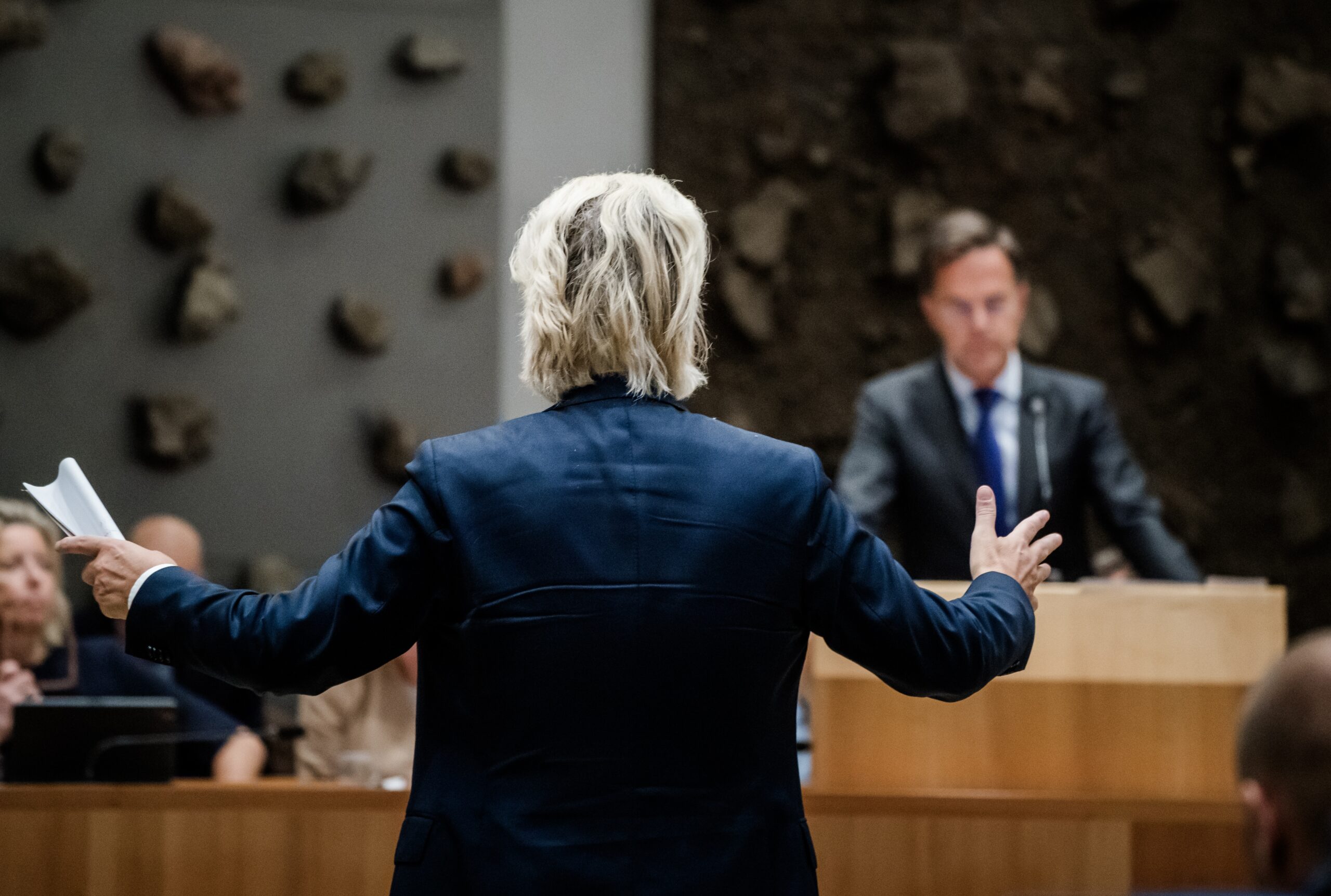 Geert Wilders en demissionair premier Mark Rutte tijdens de Algemene Politieke Beschouwingen 2023. Foto: ANP/ Hollandse Hoogte / Bart Maat